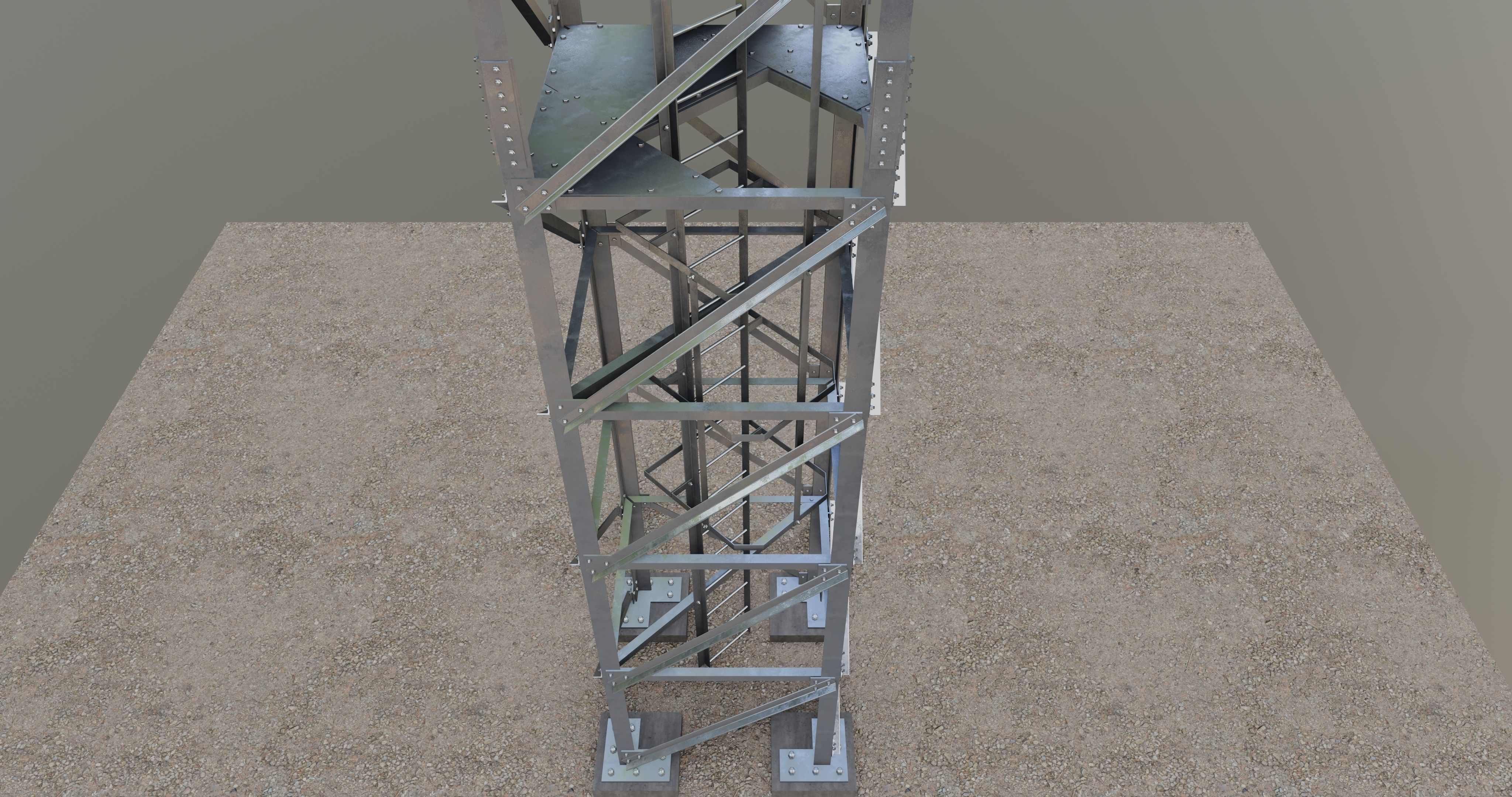 16 Meter Steel Lattice Tower 3D model_2