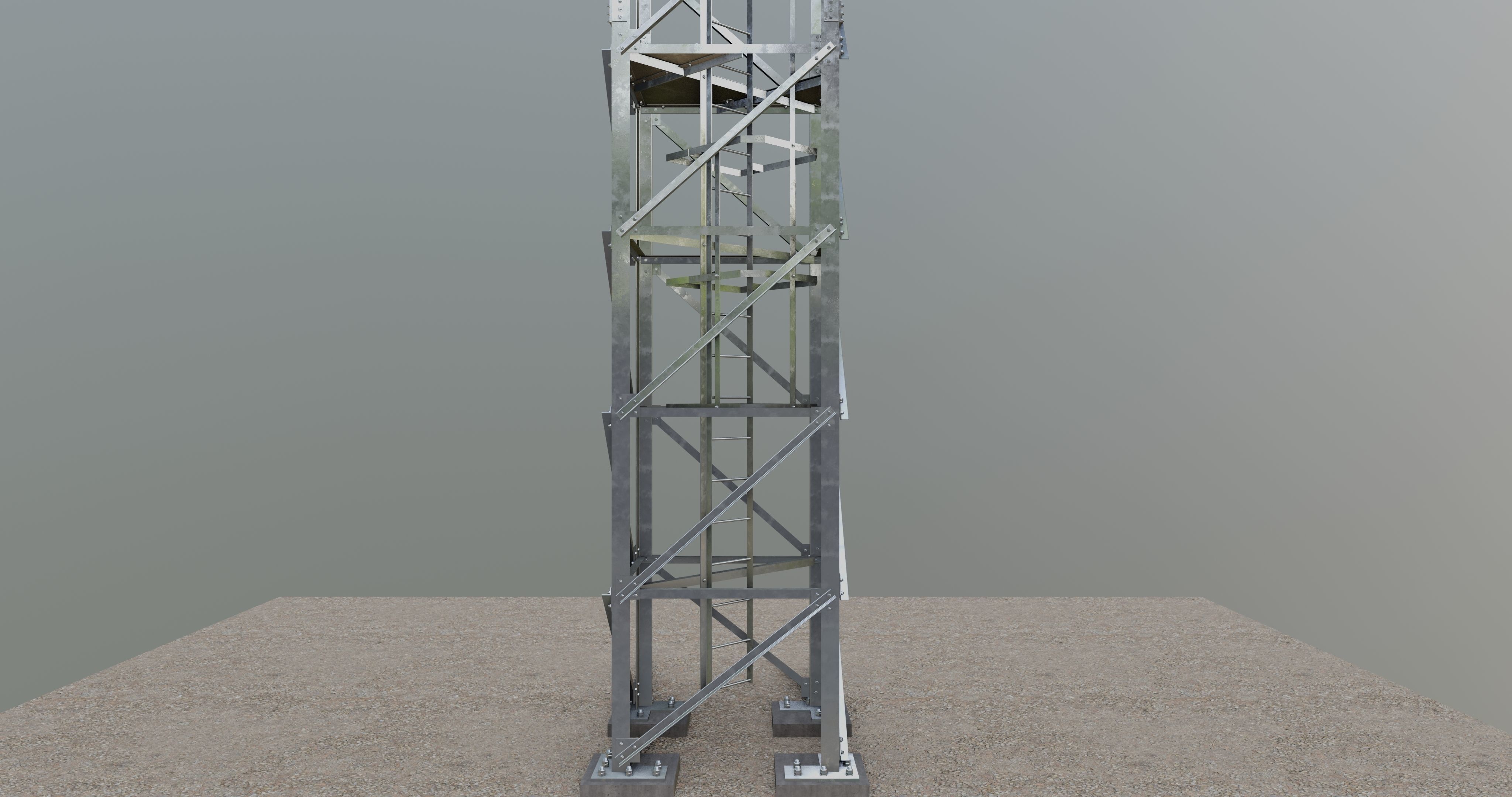 16 Meter Steel Lattice Tower 3D model_1