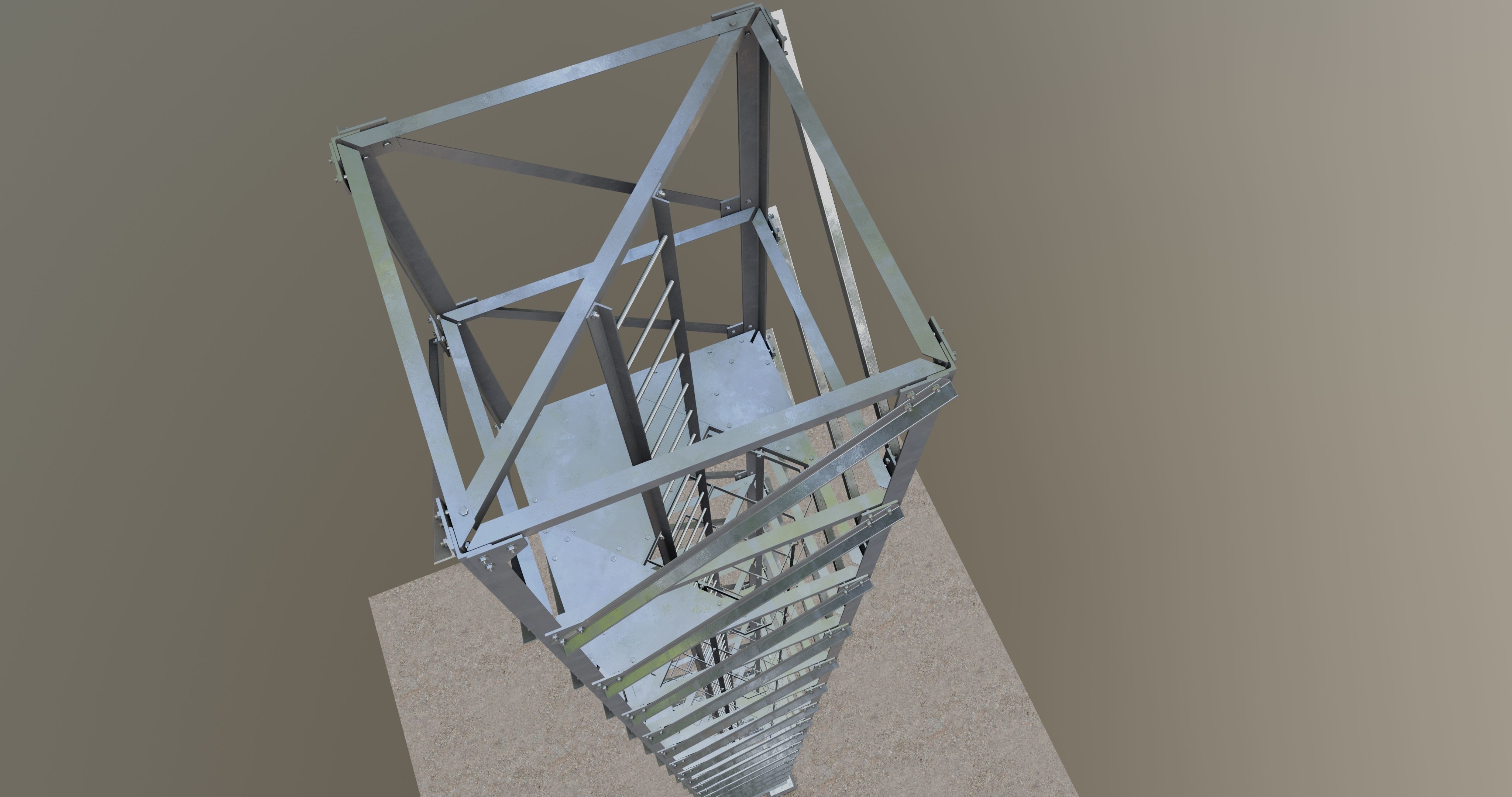 16 Meter Steel Lattice Tower 3D model_7