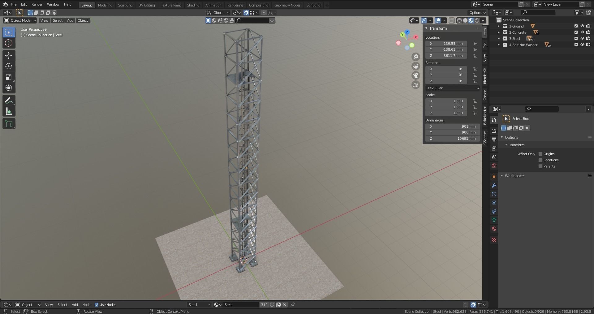 16 Meter Steel Lattice Tower 3D model_20