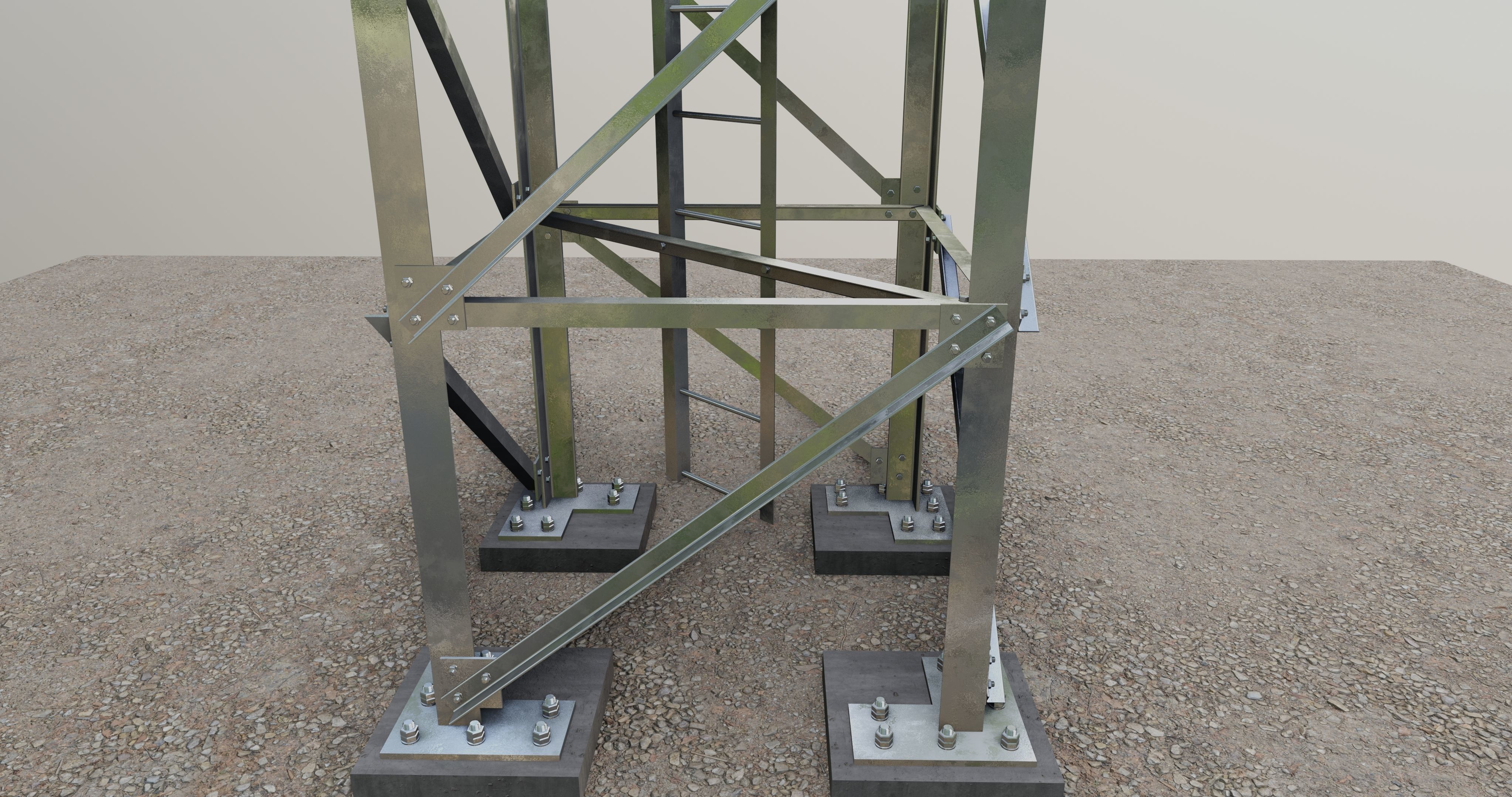 16 Meter Steel Lattice Tower 3D model_27