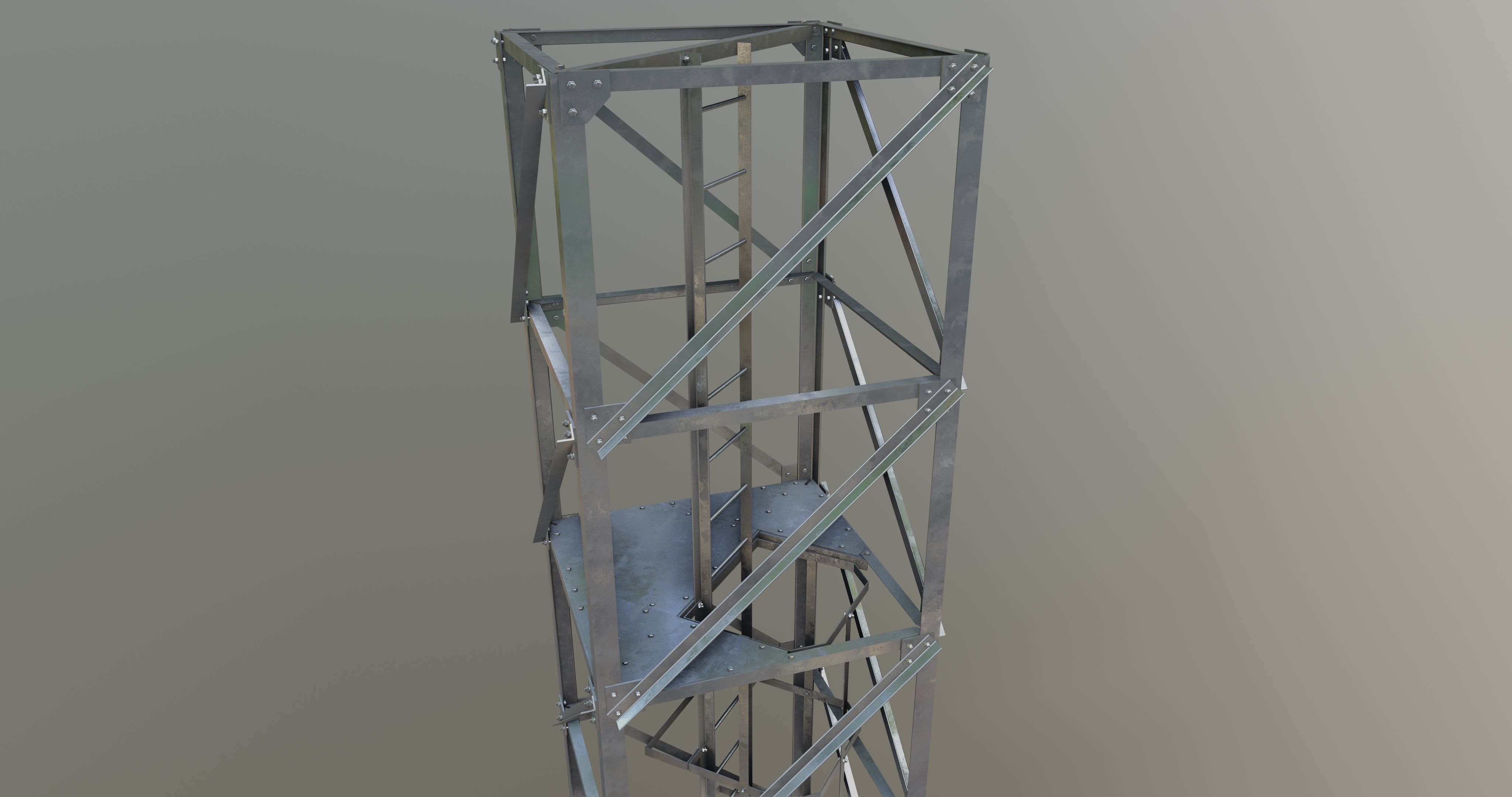 16 Meter Steel Lattice Tower 3D model_5