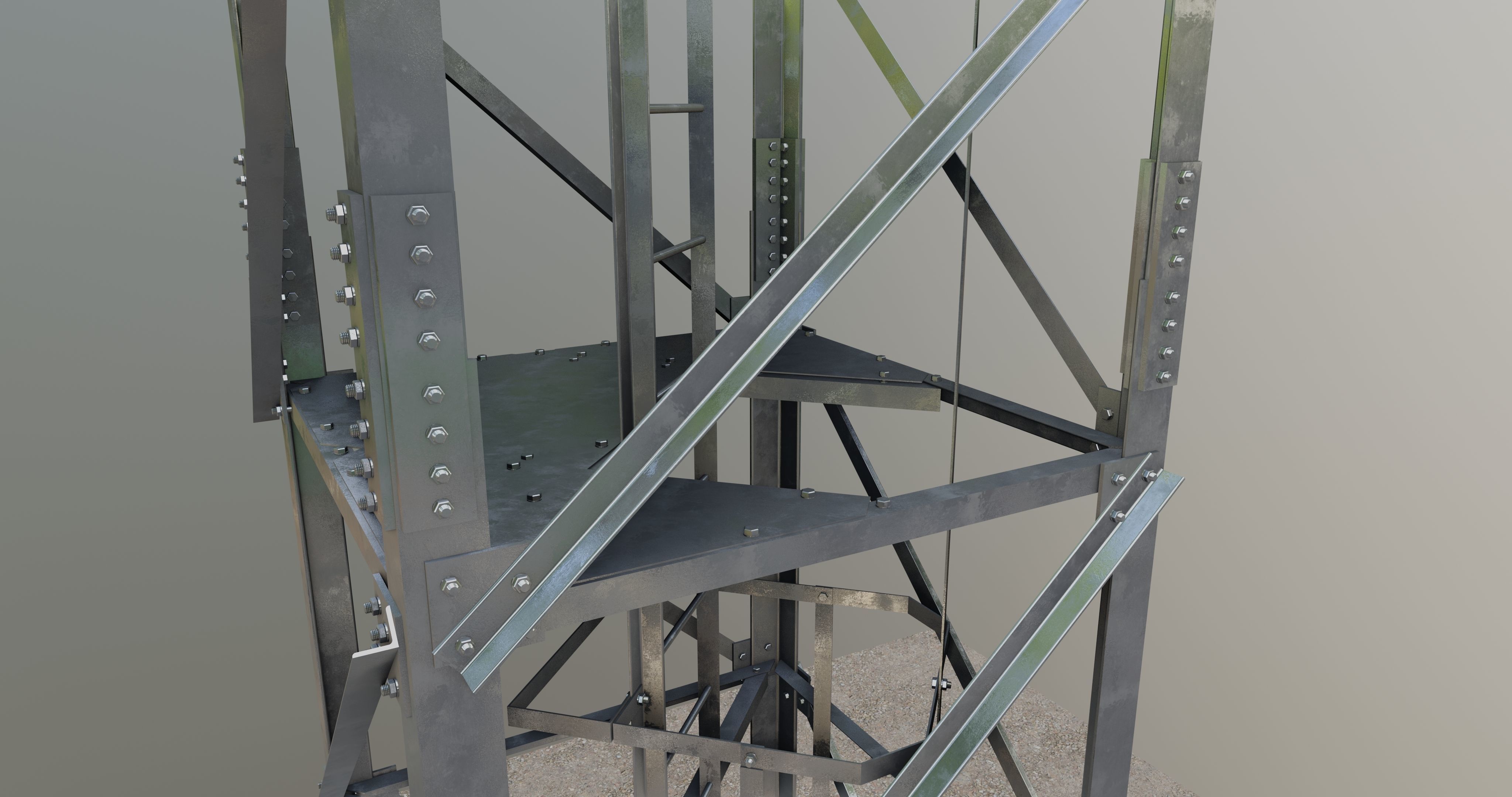 16 Meter Steel Lattice Tower 3D model_3