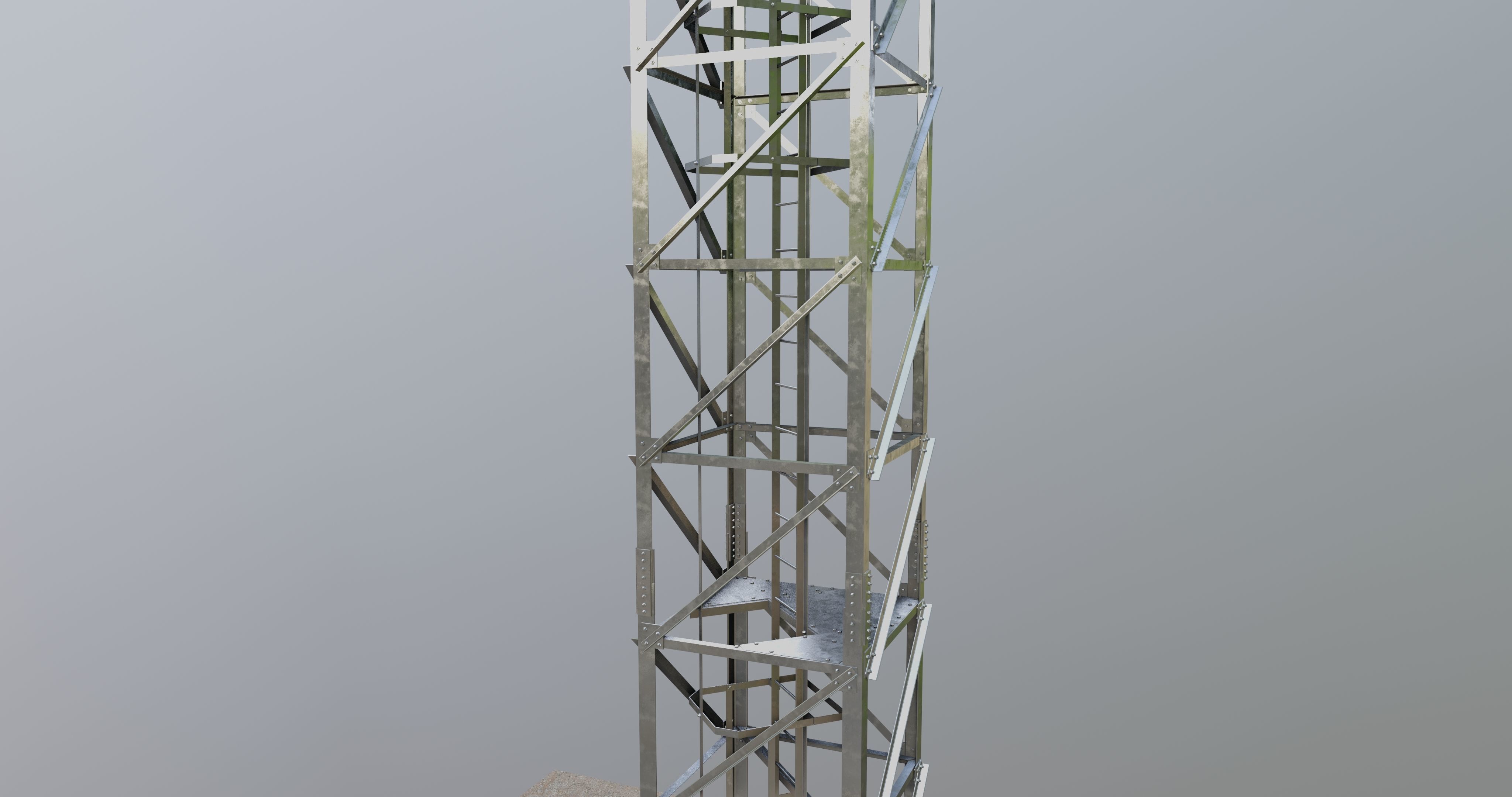 16 Meter Steel Lattice Tower 3D model_4