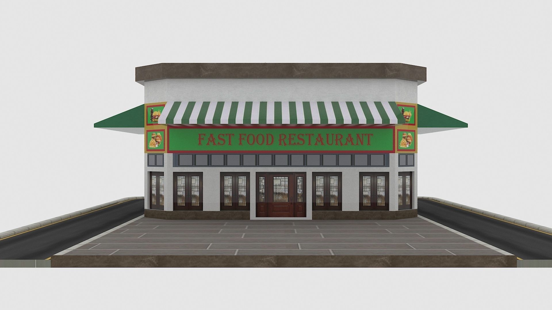Restaurant 3d model Low-poly 3D model_3