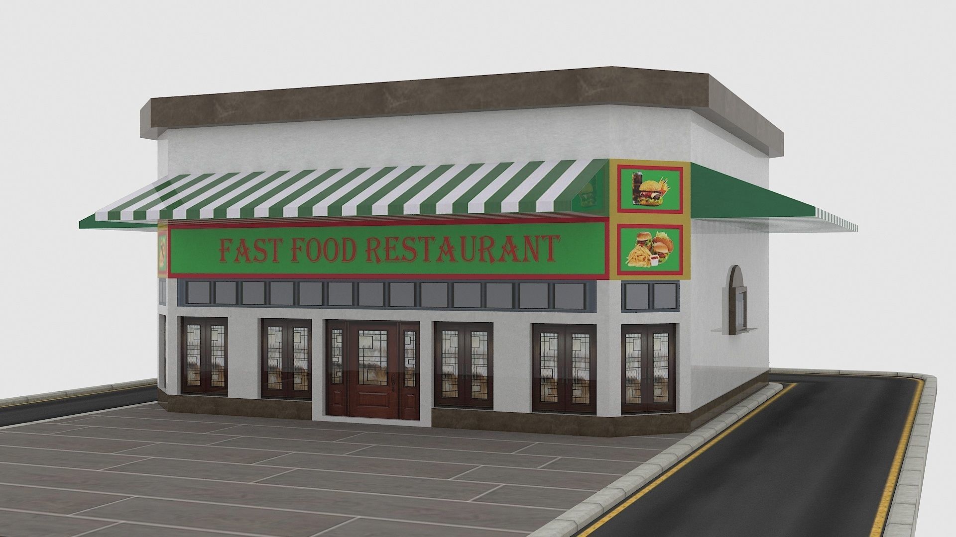 Restaurant 3d model Low-poly 3D model_1