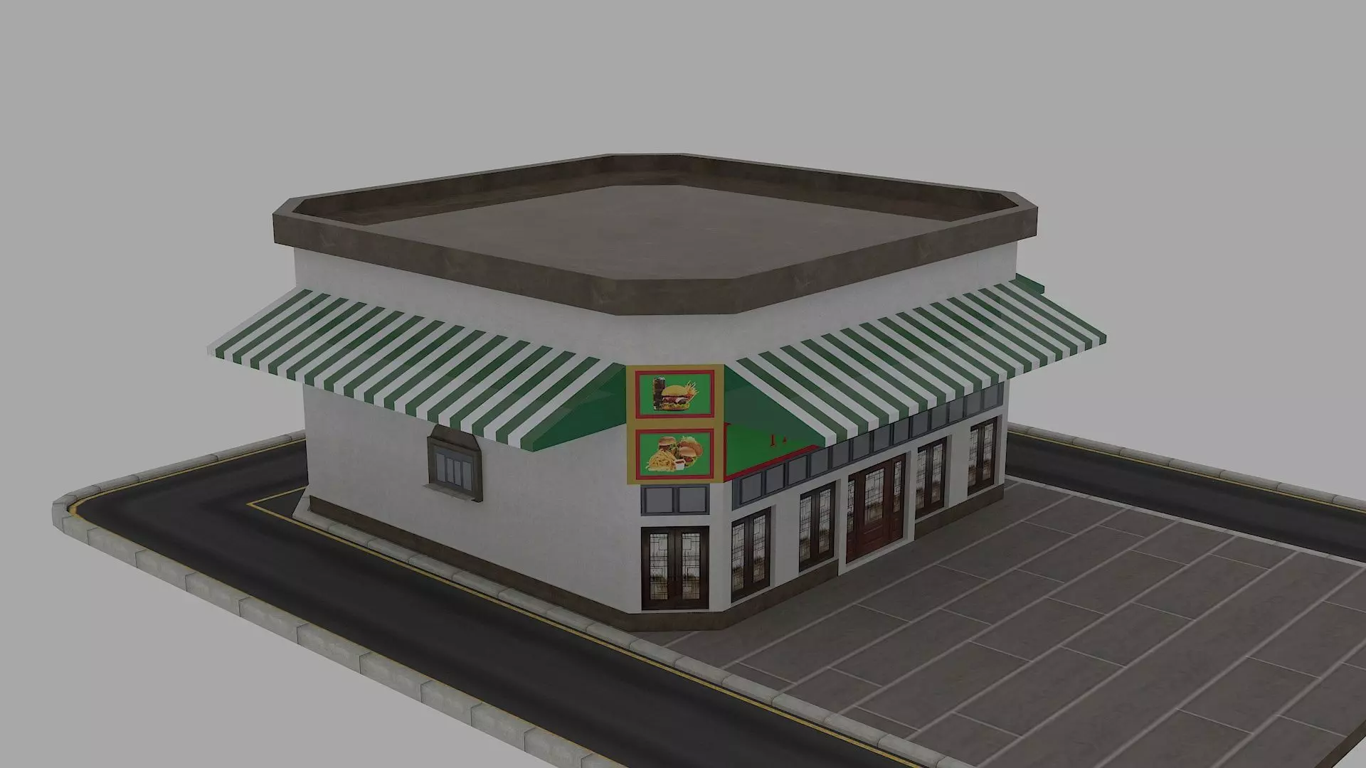Restaurant 3d model Low-poly 3D model_0