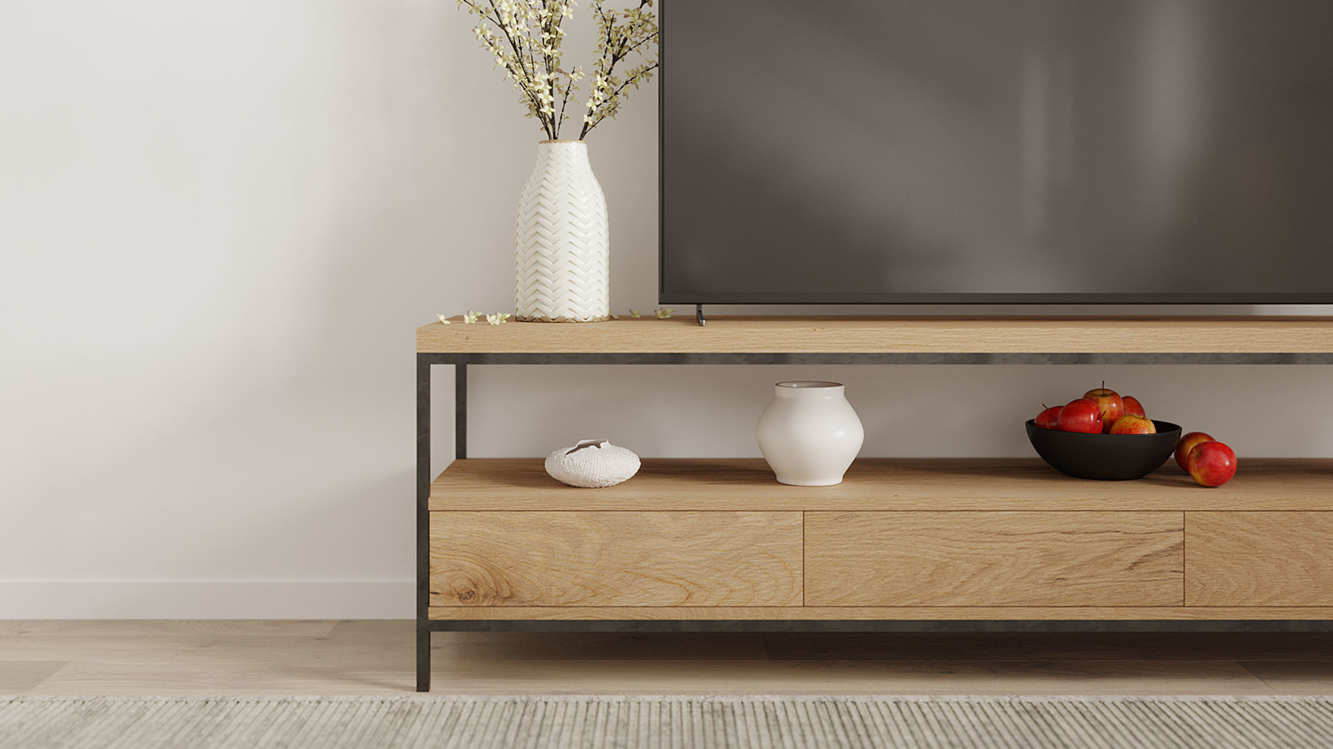 TV Stand 3 Drawers by mLOFT 3D model_10