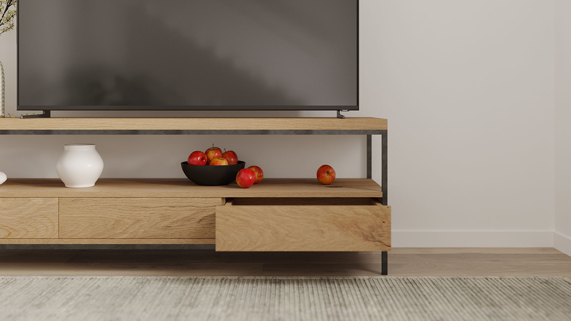 TV Stand 3 Drawers by mLOFT 3D model_9