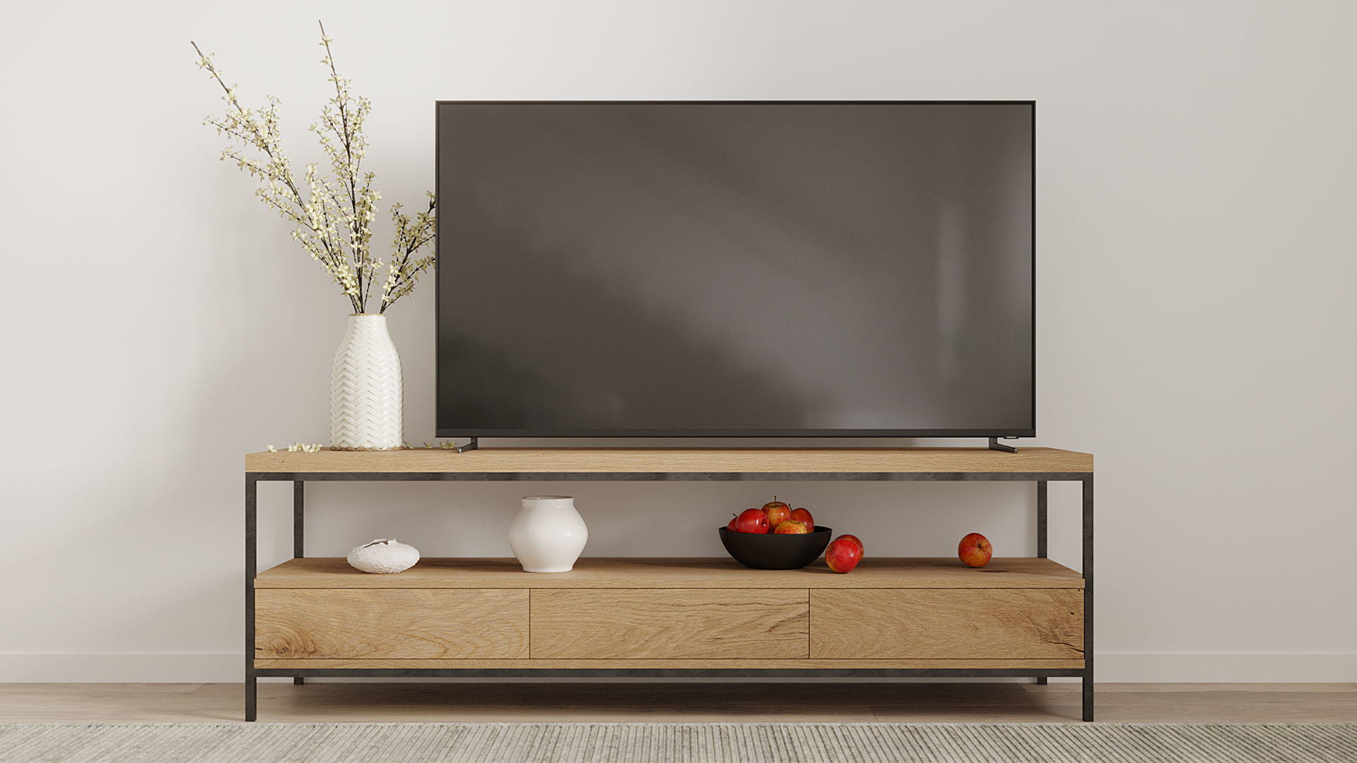 TV Stand 3 Drawers by mLOFT 3D model_7