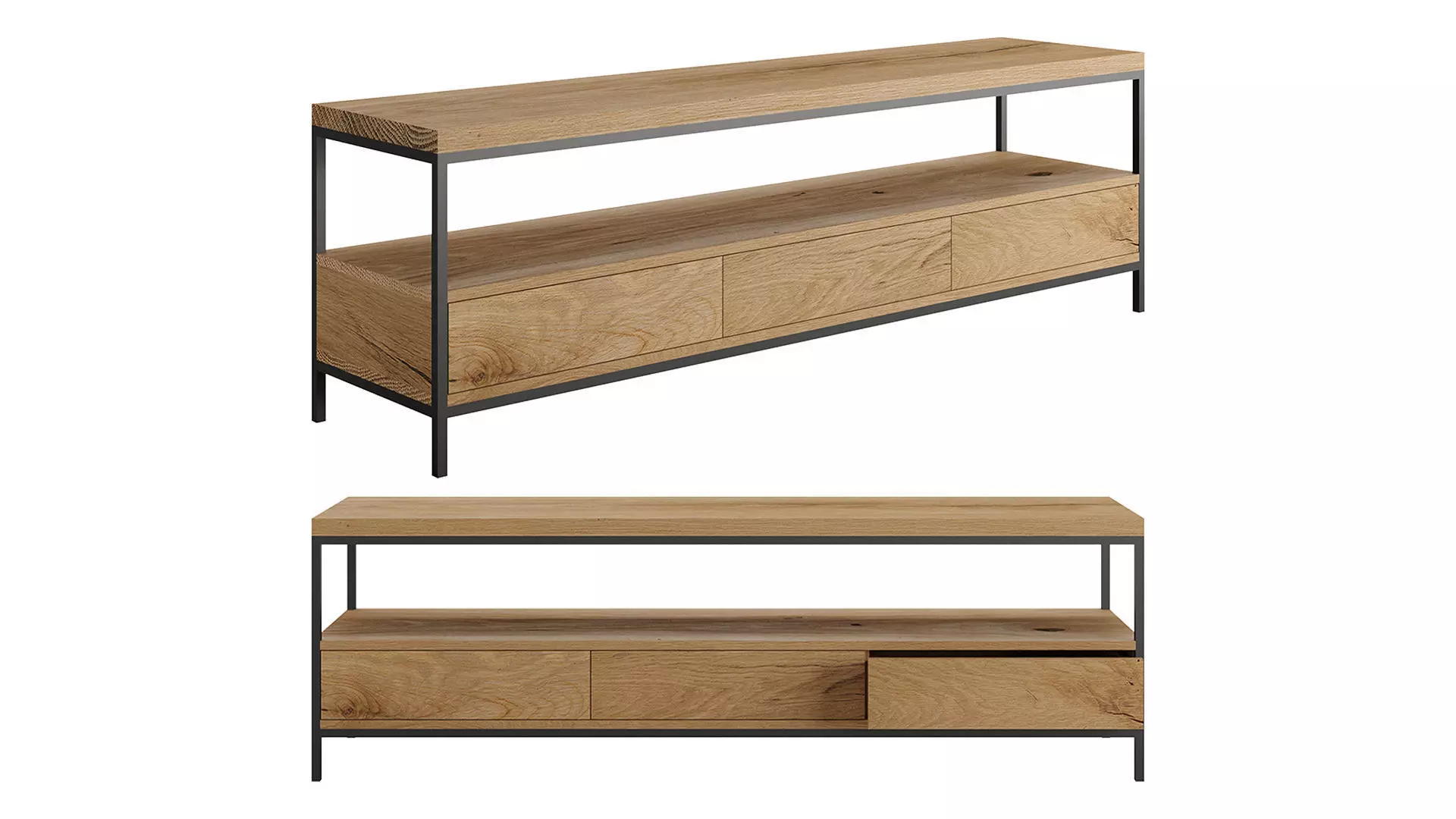 TV Stand 3 Drawers by mLOFT 3D model_0