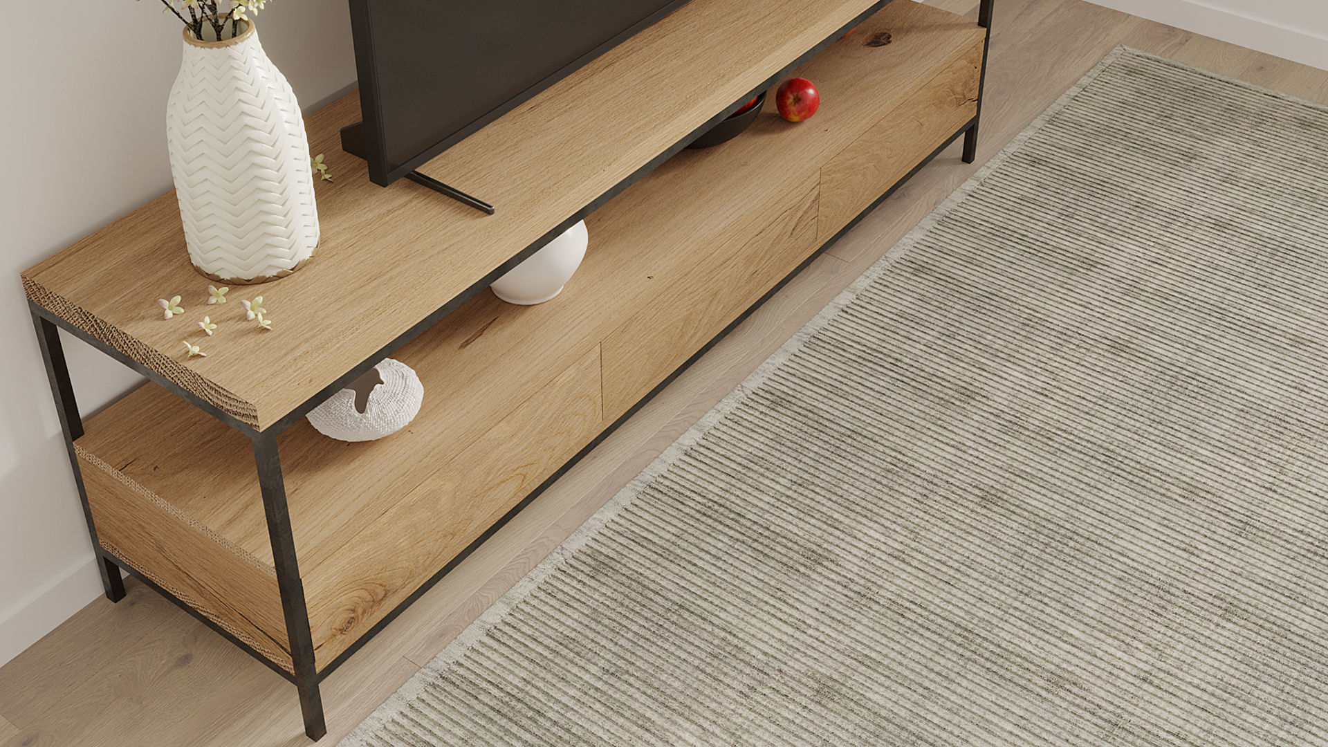 TV Stand 3 Drawers by mLOFT 3D model_12