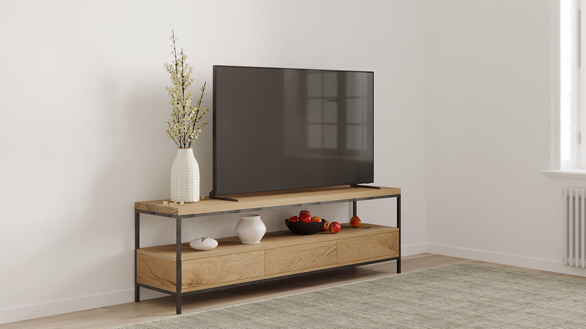 TV Stand 3 Drawers by mLOFT 3D model_8