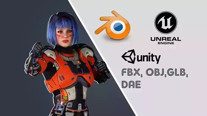 Sci-Fi Girl Low-poly 