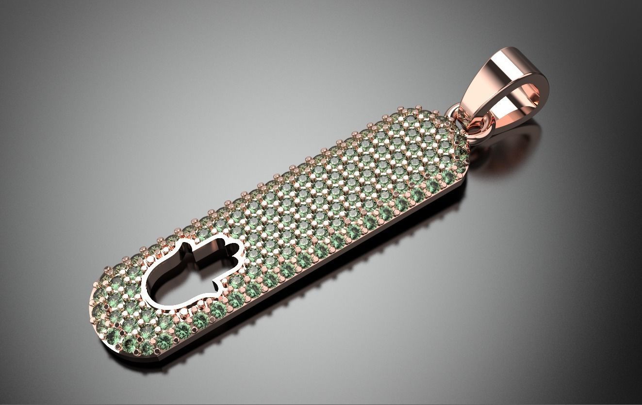 Hand Hamsa  pendant with stones 3D print model_14