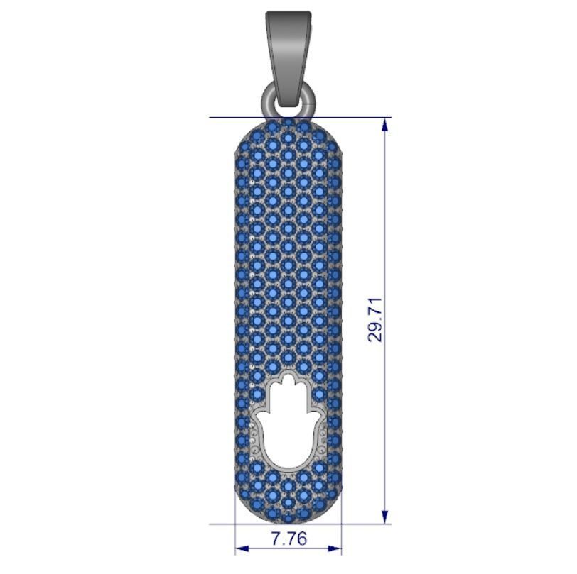 Hand Hamsa  pendant with stones 3D print model_10