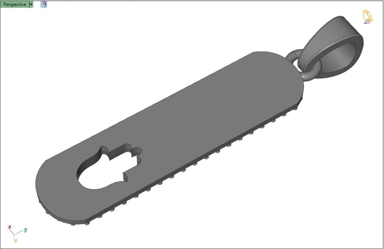 Hand Hamsa  pendant with stones 3D print model_7