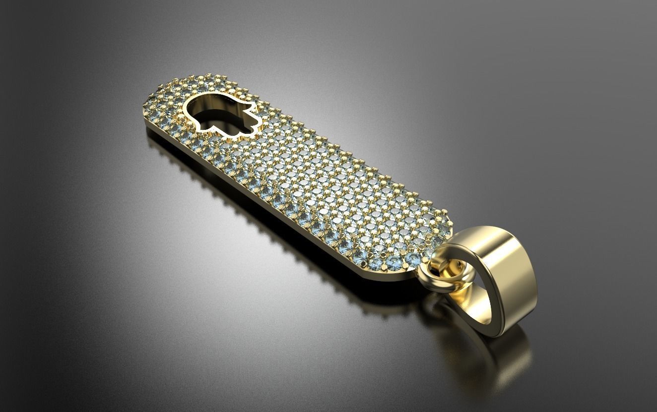 Hand Hamsa  pendant with stones 3D print model_4