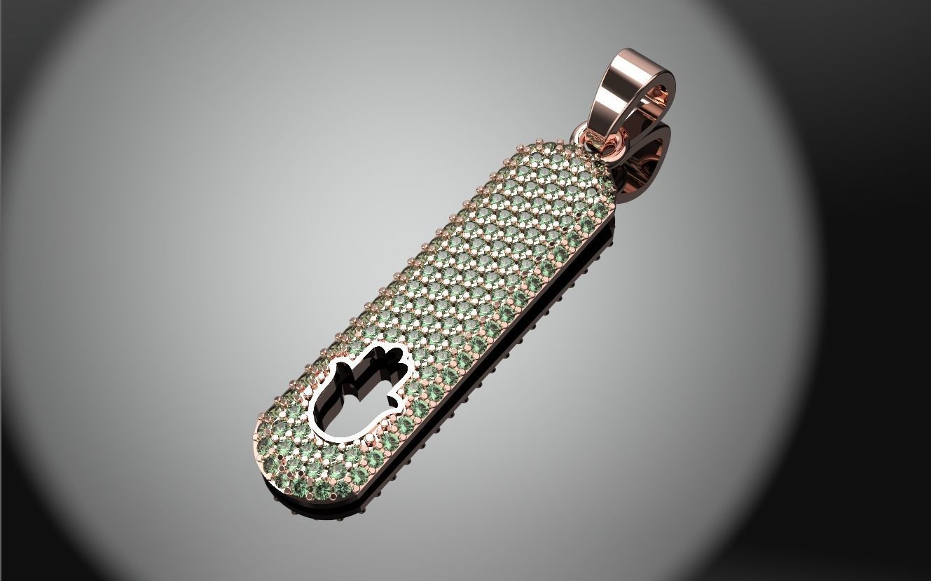 Hand Hamsa  pendant with stones 3D print model_12