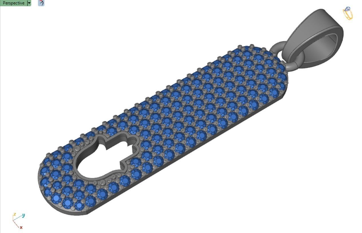 Hand Hamsa  pendant with stones 3D print model_11