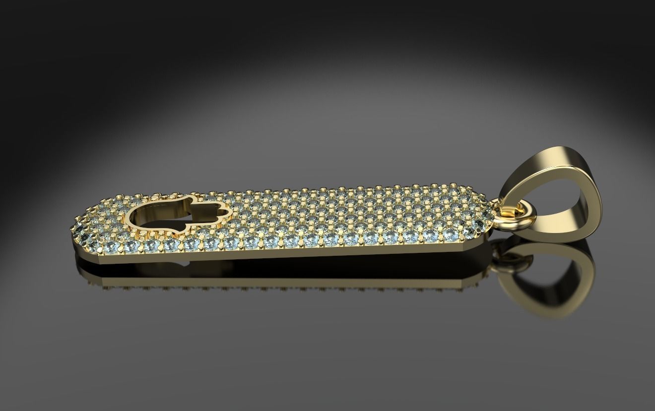 Hand Hamsa  pendant with stones 3D print model_5