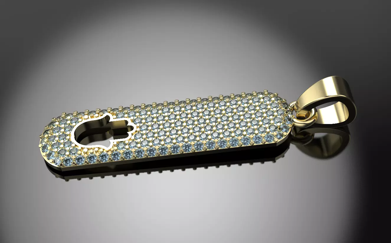 Hand Hamsa  pendant with stones 3D print model_0