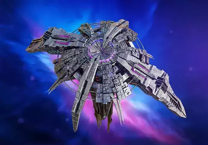 Spaceship Sci-Fi Umbrella Mothership Lowpoly Low-poly 3D model
