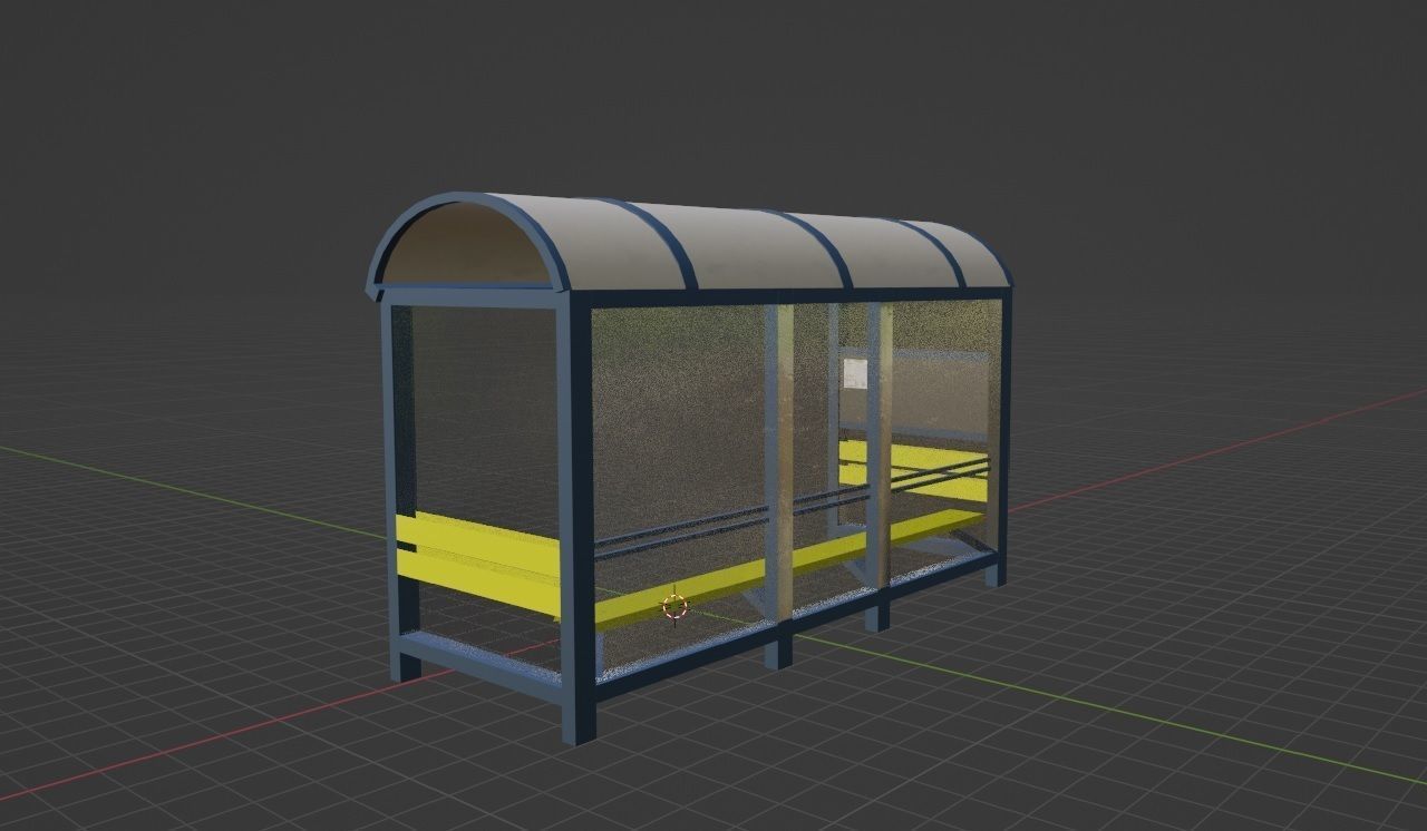 Bus Stop Low-poly 3D model_1