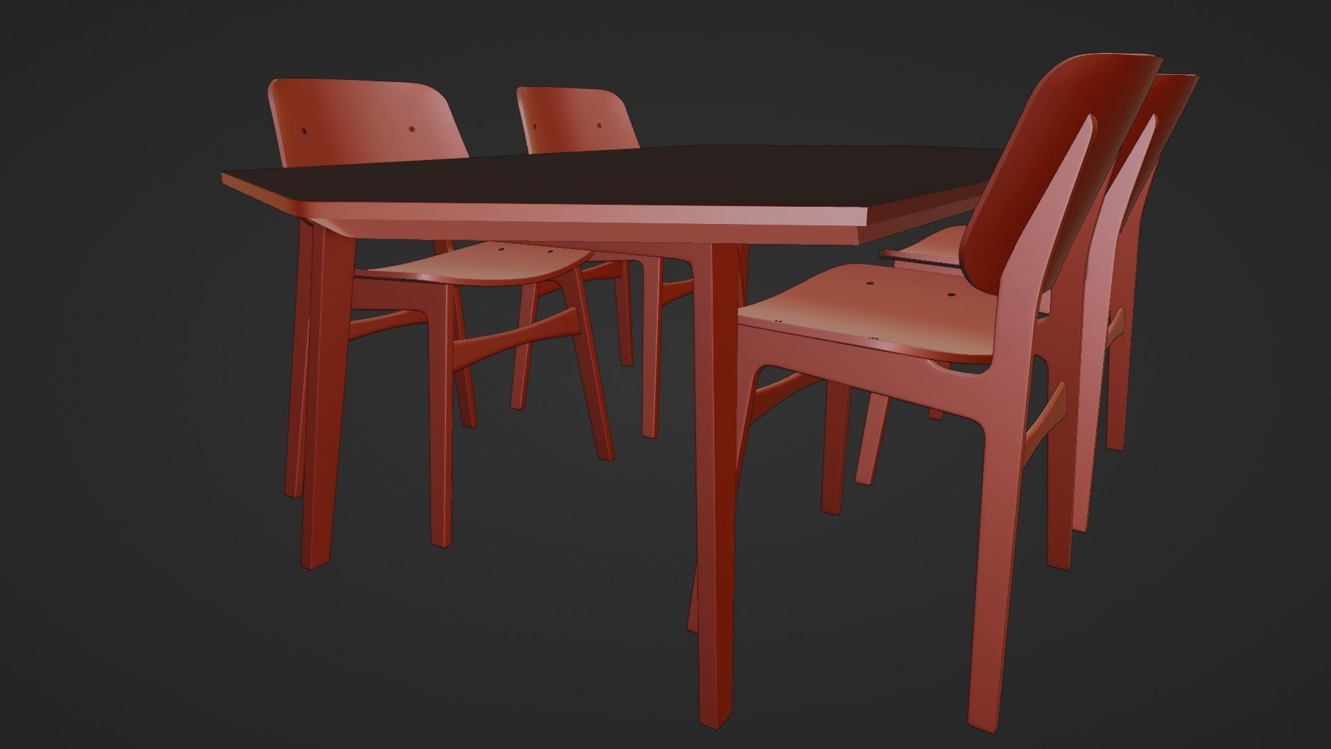 Dining Table Set 3D model_6