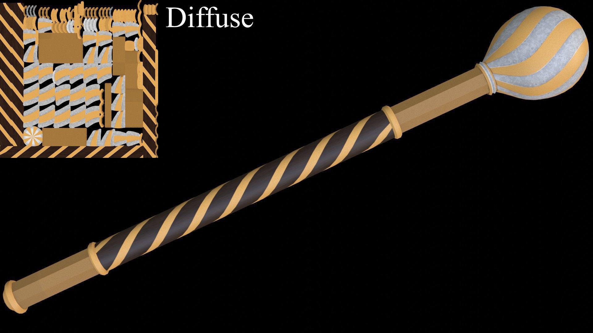 Cossack Ceremonial Mace Bulava Low-poly 3D model_18