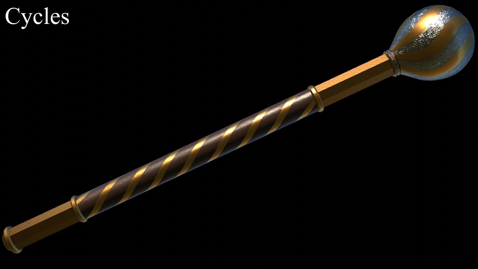Cossack Ceremonial Mace Bulava Low-poly 3D model_2
