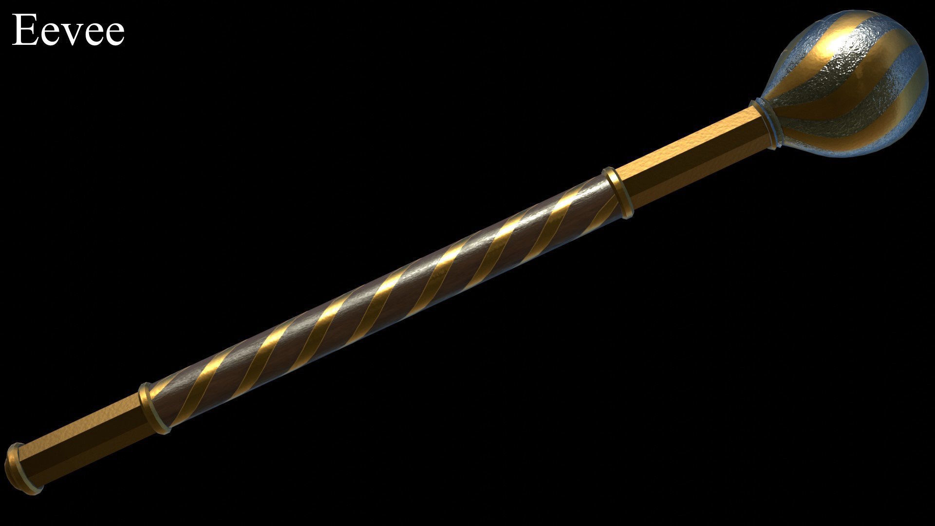 Cossack Ceremonial Mace Bulava Low-poly 3D model_1