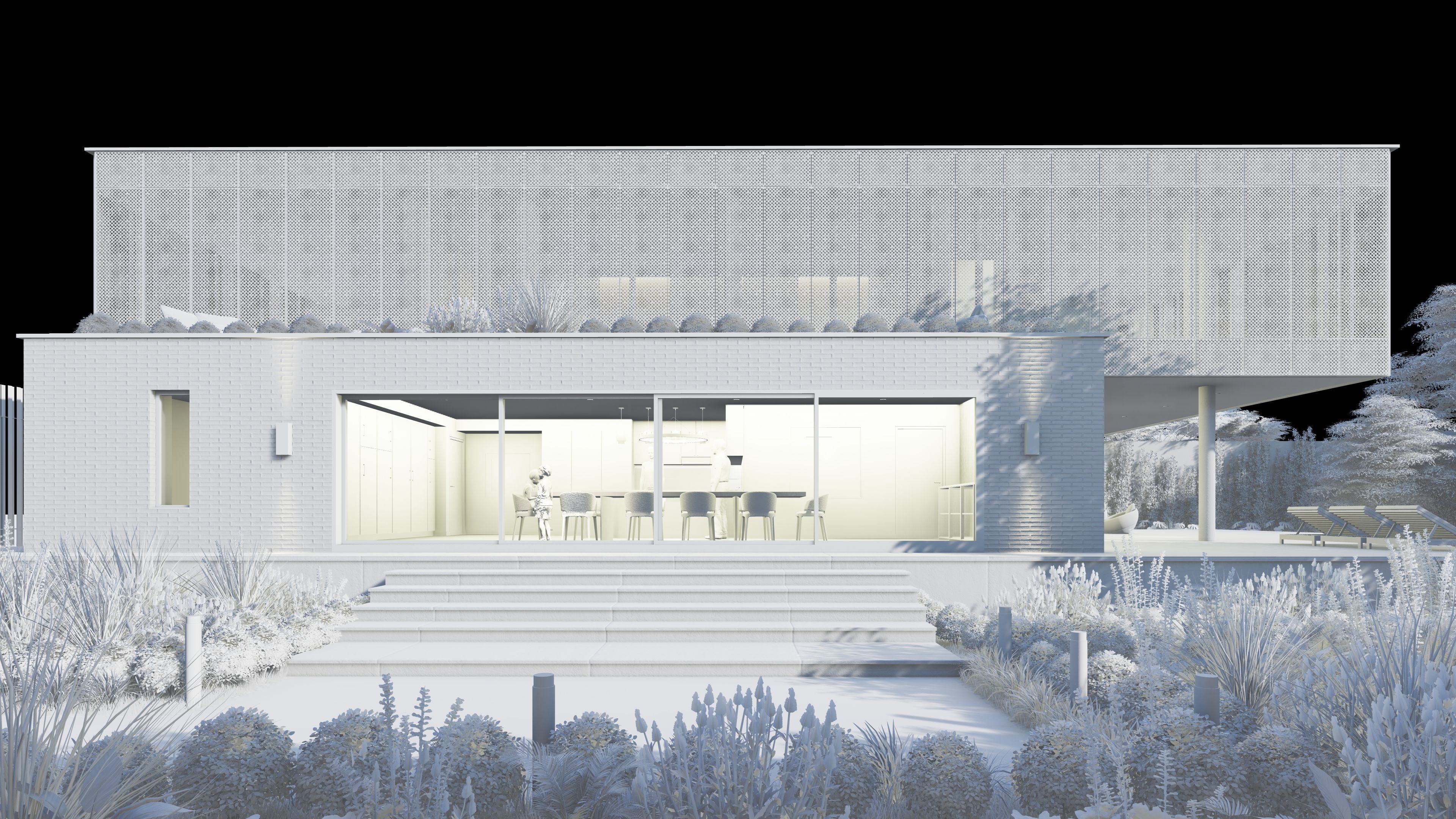 White house - kitchen bedroom furniture - 2D drawing A1 size 3D model_10