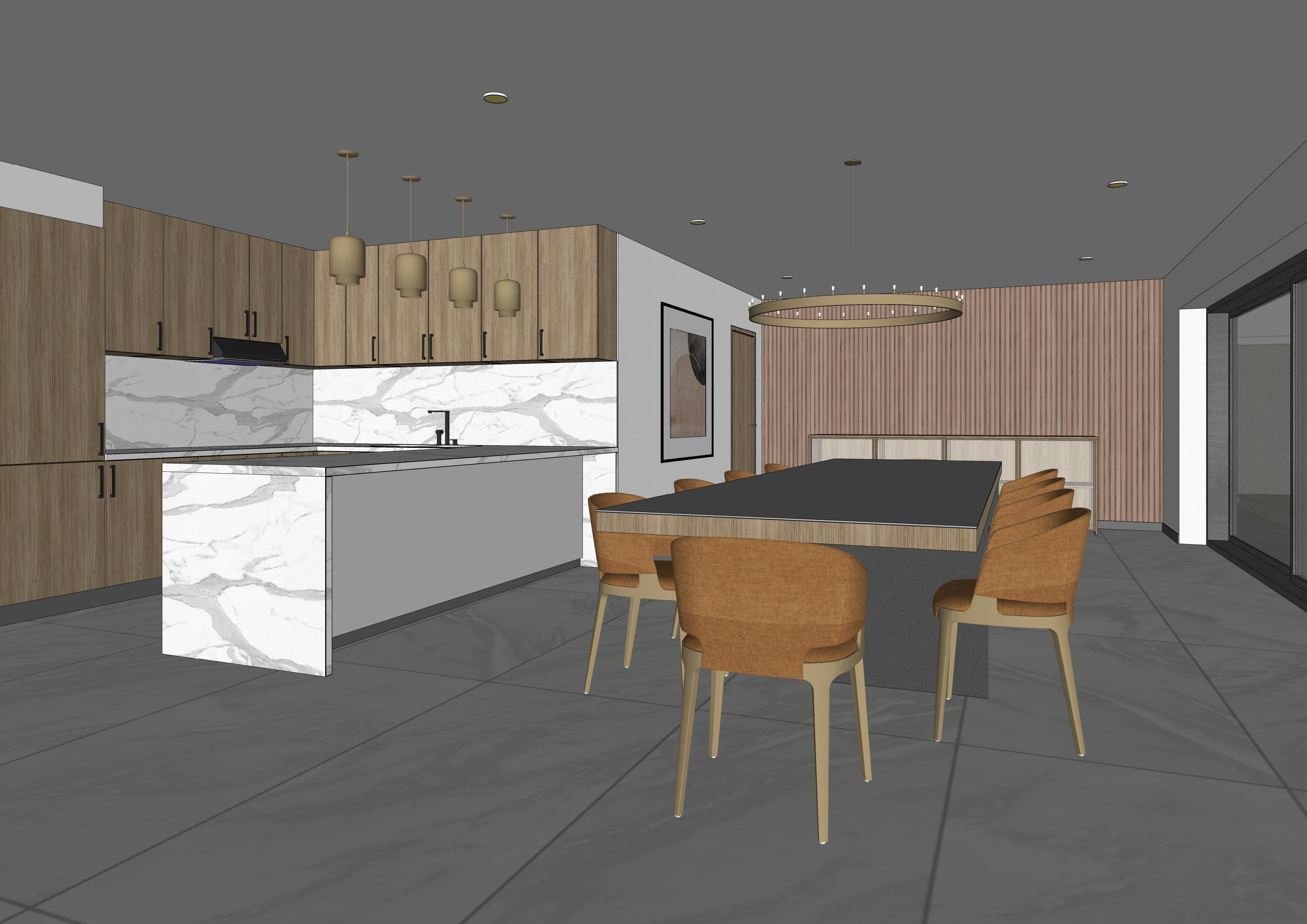White house - kitchen bedroom furniture - 2D drawing A1 size 3D model_24