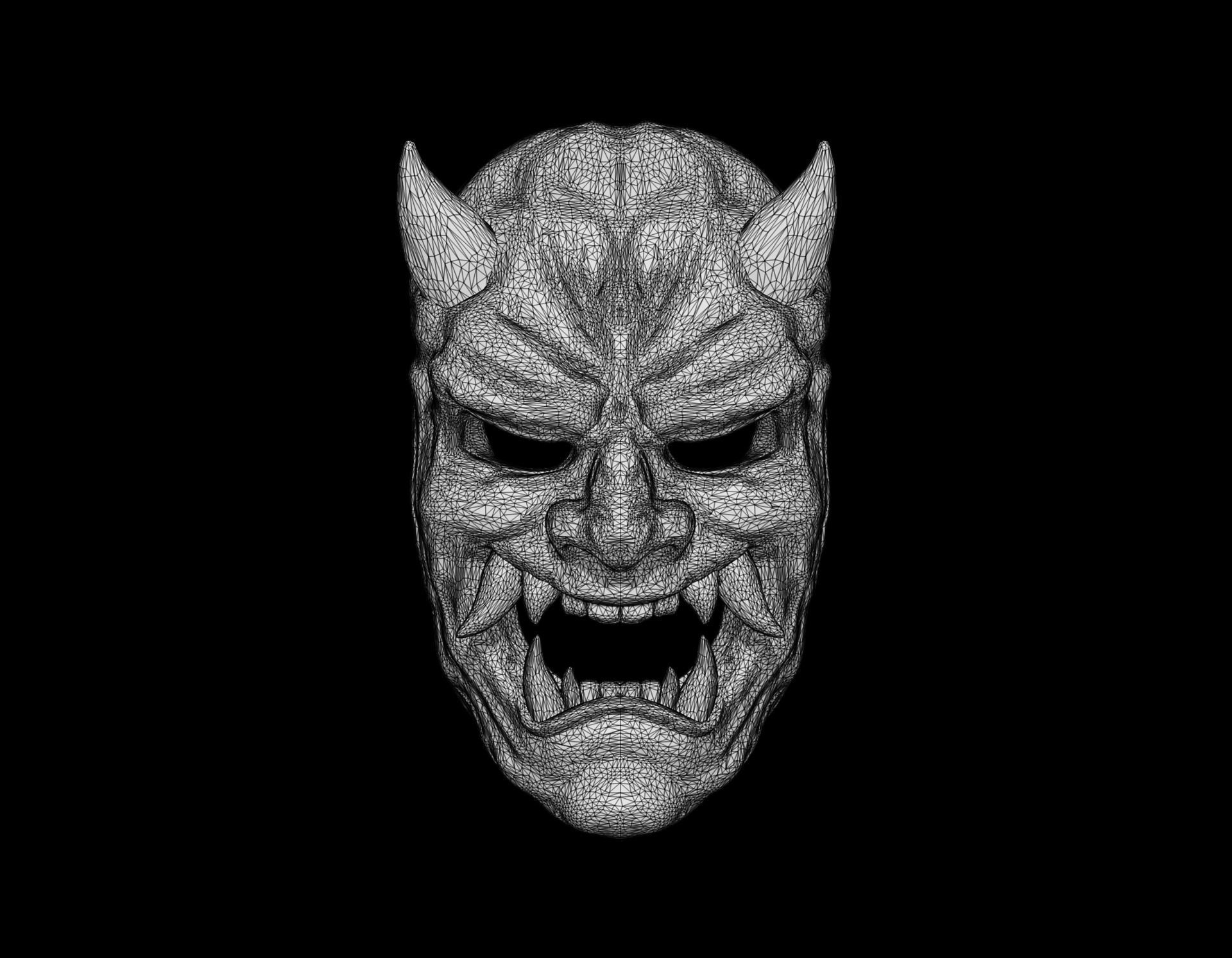 Oni Mask       Traditional Japanese Demon Mask Wearable 3D Print Free 3D print model_12