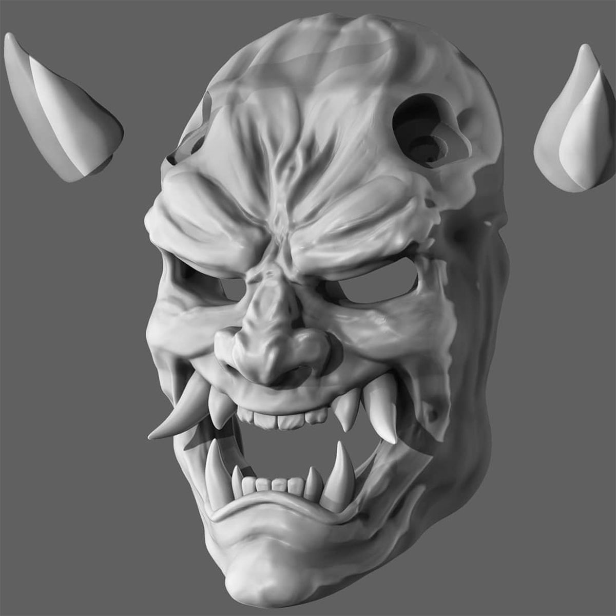 Oni Mask       Traditional Japanese Demon Mask Wearable 3D Print Free 3D print model_4