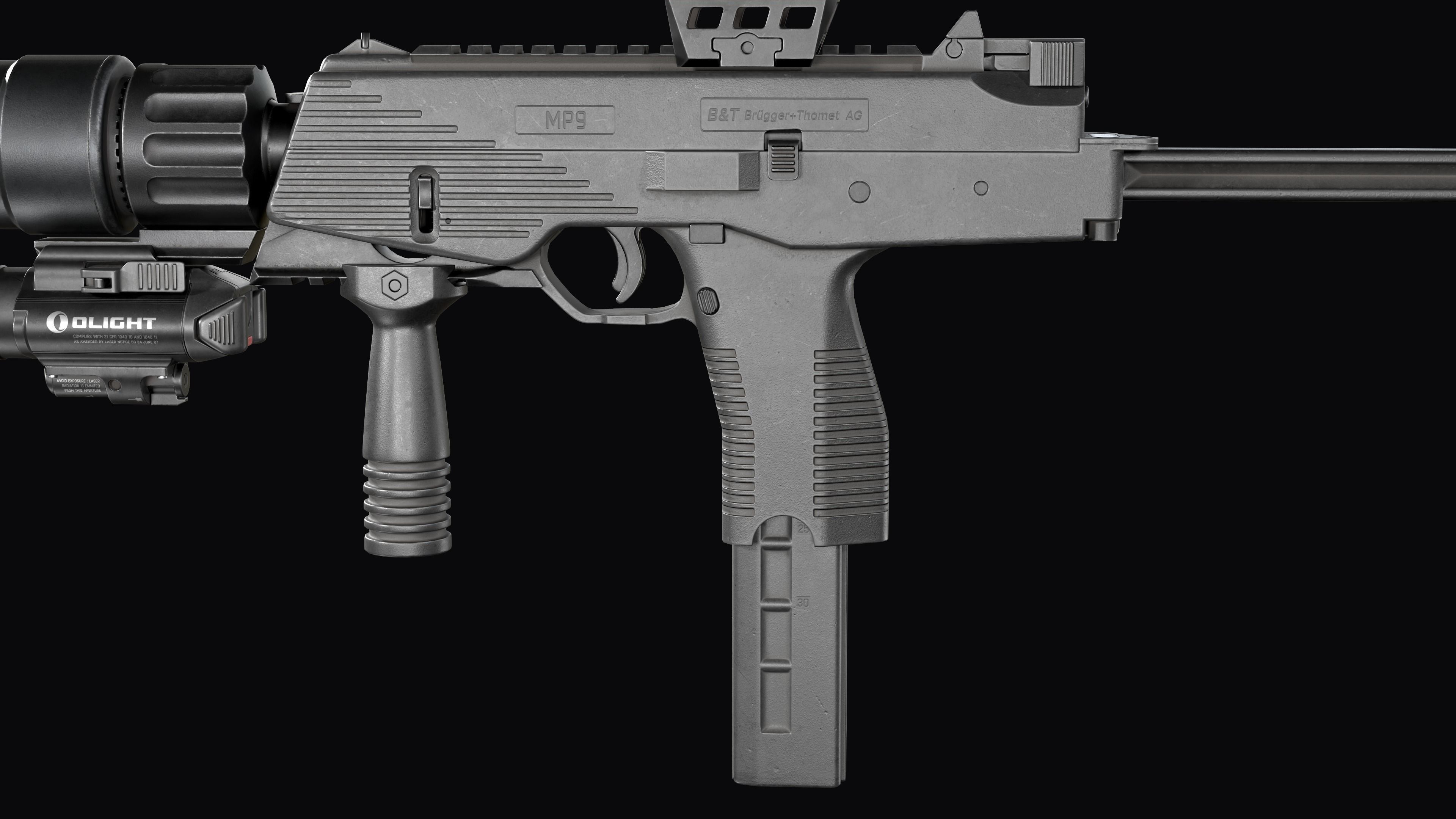 Tactical Modular  SMG Brugger and Thomet MP9 Low-poly 3D model_13