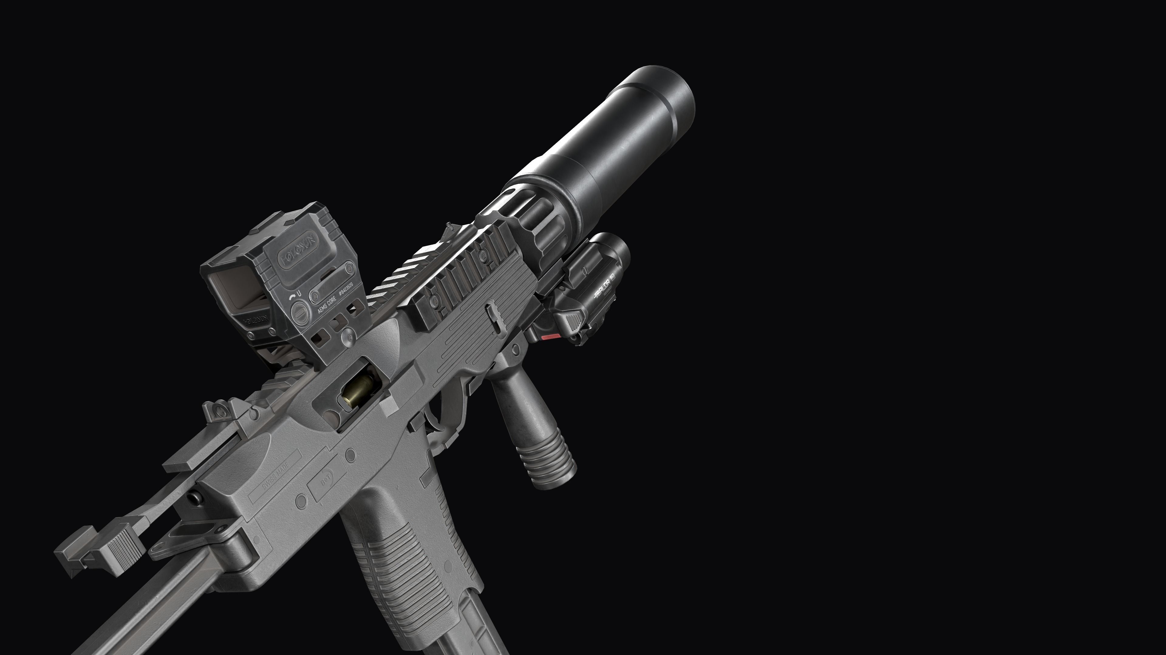 Tactical Modular  SMG Brugger and Thomet MP9 Low-poly 3D model_30