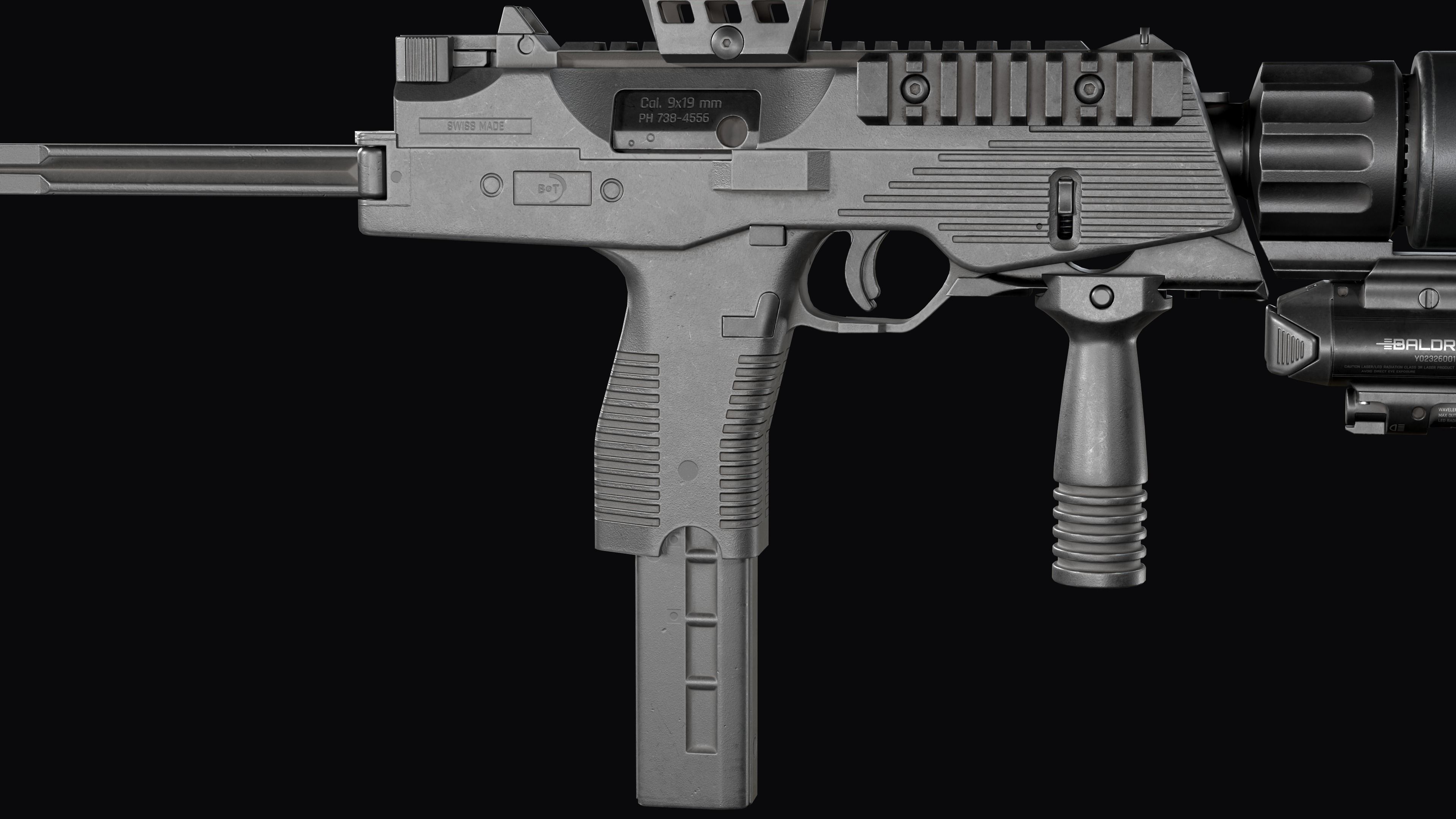 Tactical Modular  SMG Brugger and Thomet MP9 Low-poly 3D model_12