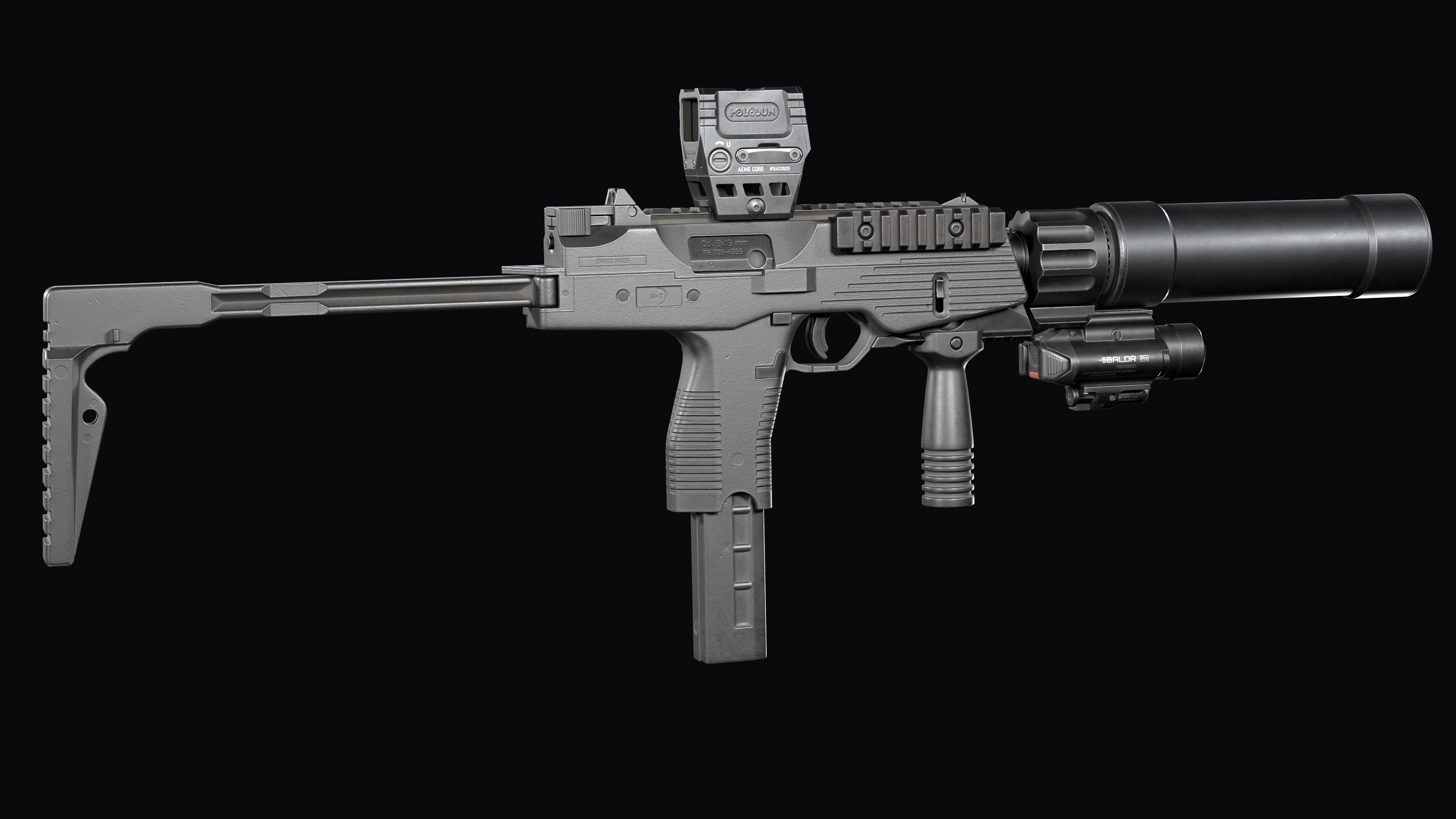 Tactical Modular  SMG Brugger and Thomet MP9 Low-poly 3D model_8