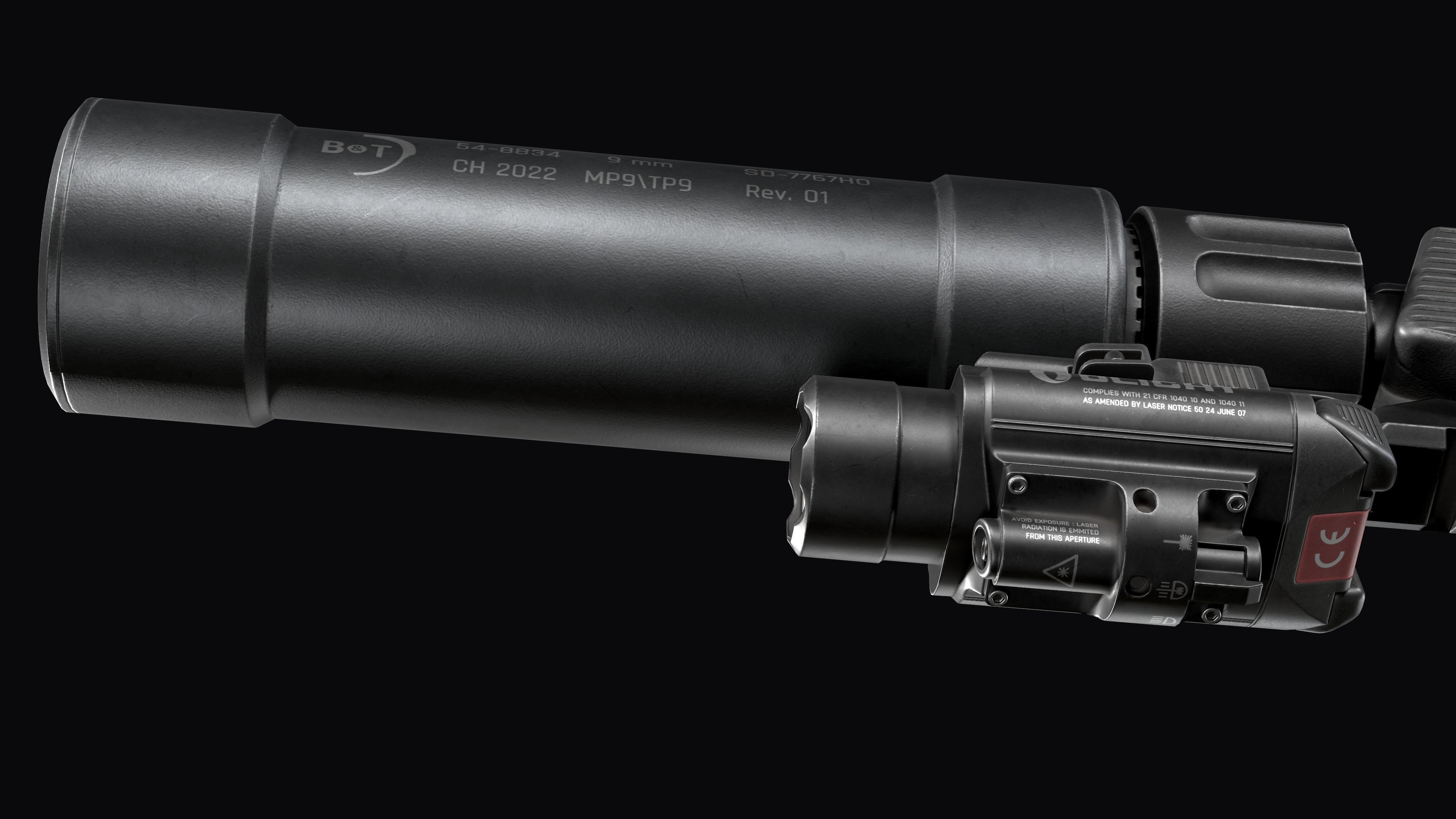 Tactical Modular  SMG Brugger and Thomet MP9 Low-poly 3D model_16