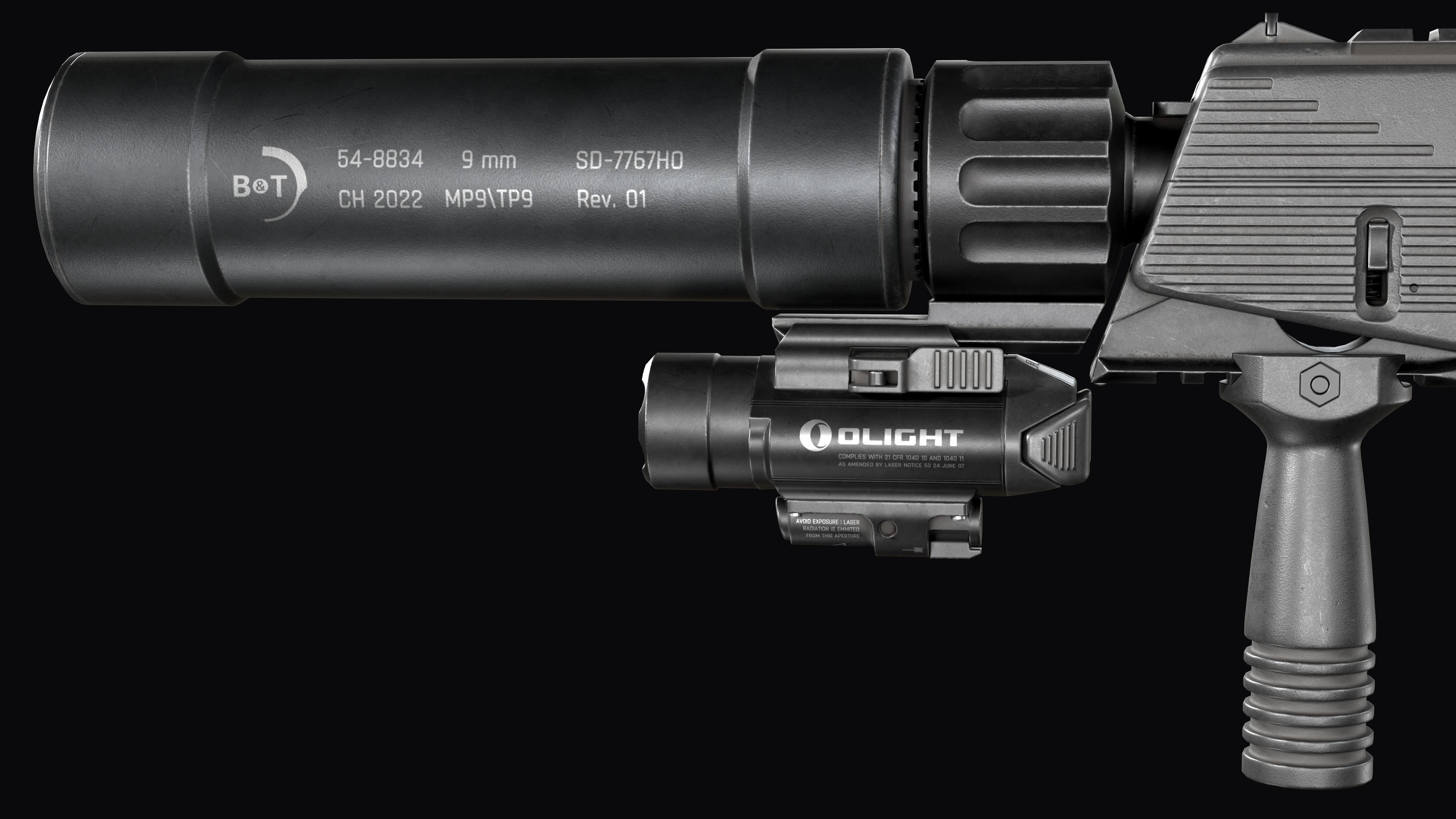 Tactical Modular  SMG Brugger and Thomet MP9 Low-poly 3D model_17