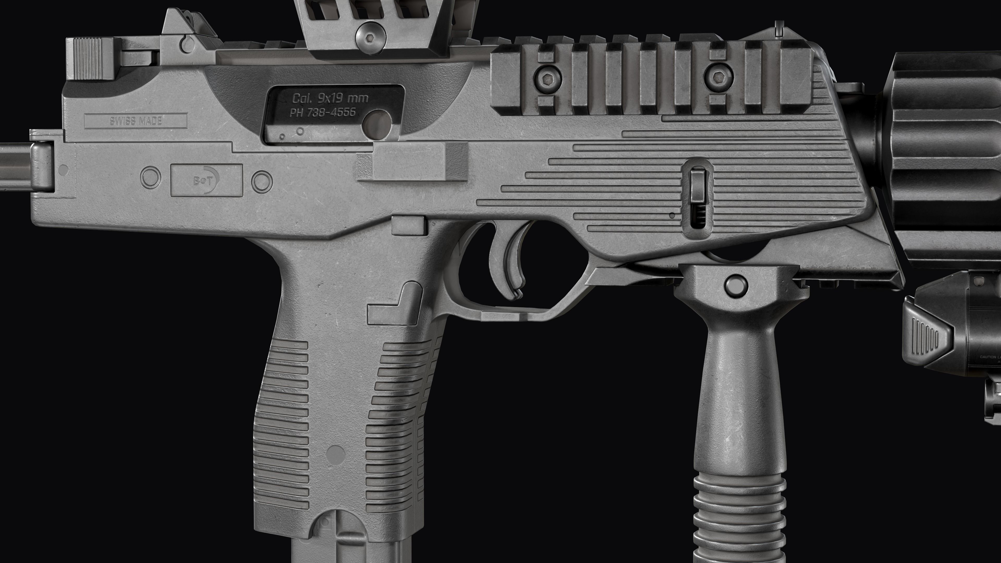 Tactical Modular  SMG Brugger and Thomet MP9 Low-poly 3D model_10