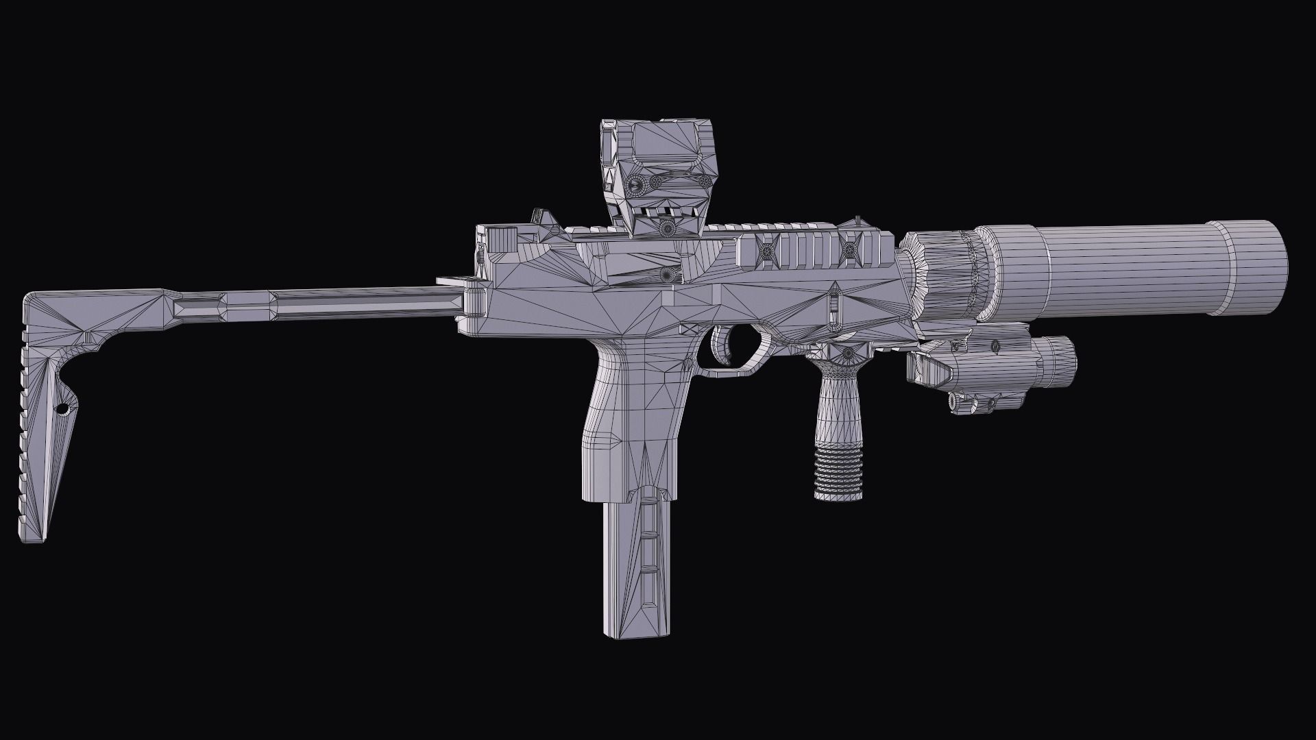 Tactical Modular  SMG Brugger and Thomet MP9 Low-poly 3D model_35