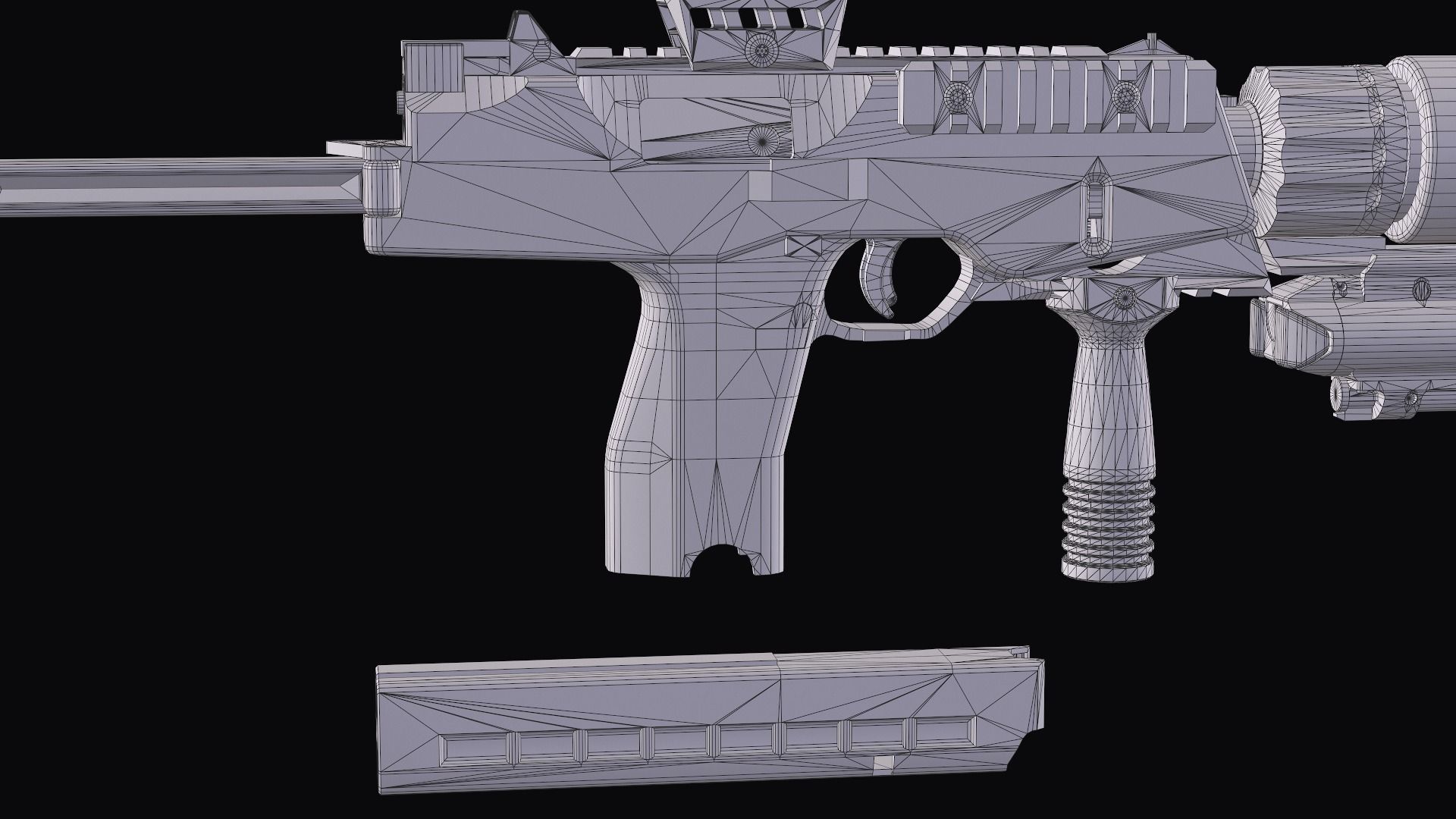 Tactical Modular  SMG Brugger and Thomet MP9 Low-poly 3D model_38