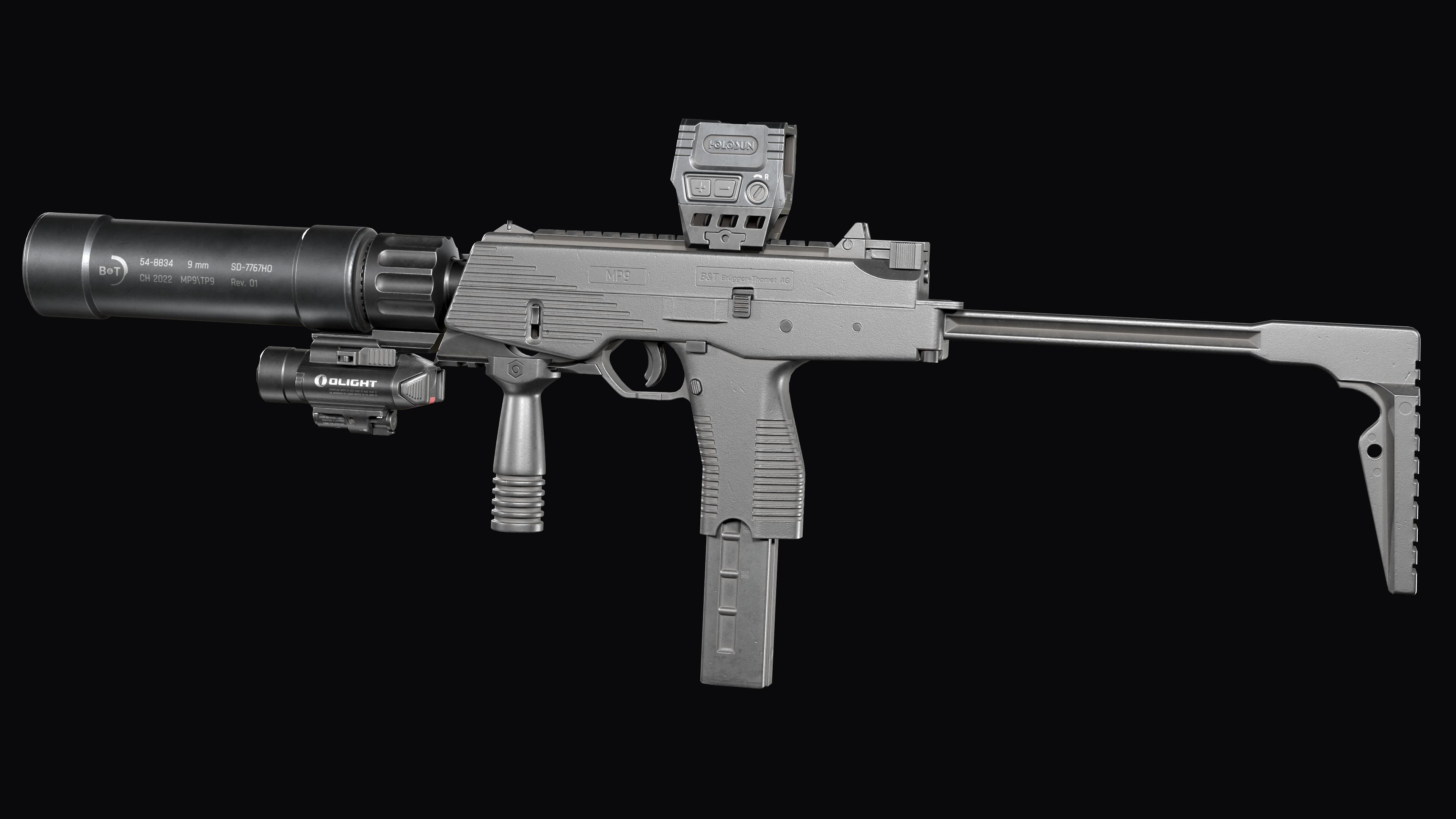 Tactical Modular  SMG Brugger and Thomet MP9 Low-poly 3D model_7