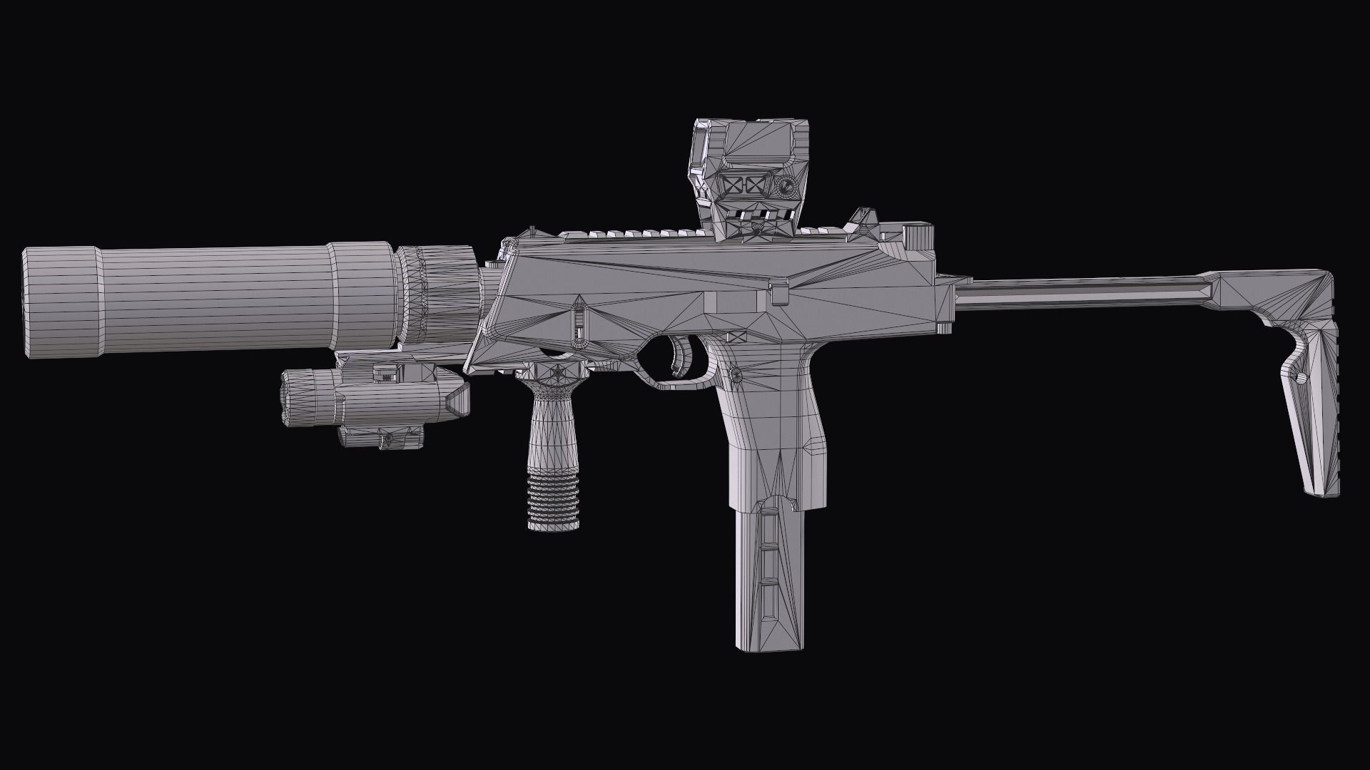 Tactical Modular  SMG Brugger and Thomet MP9 Low-poly 3D model_34