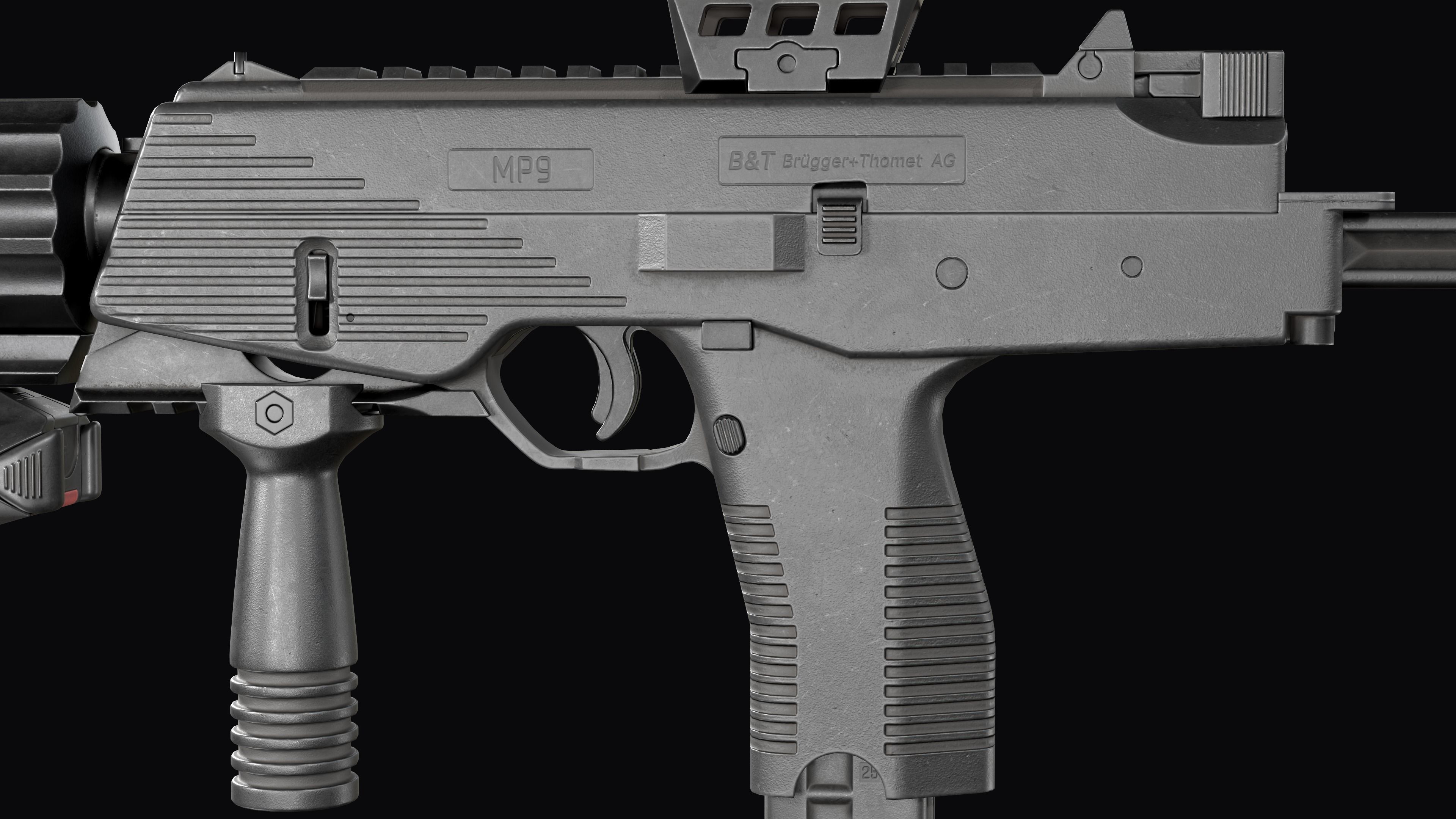Tactical Modular  SMG Brugger and Thomet MP9 Low-poly 3D model_11