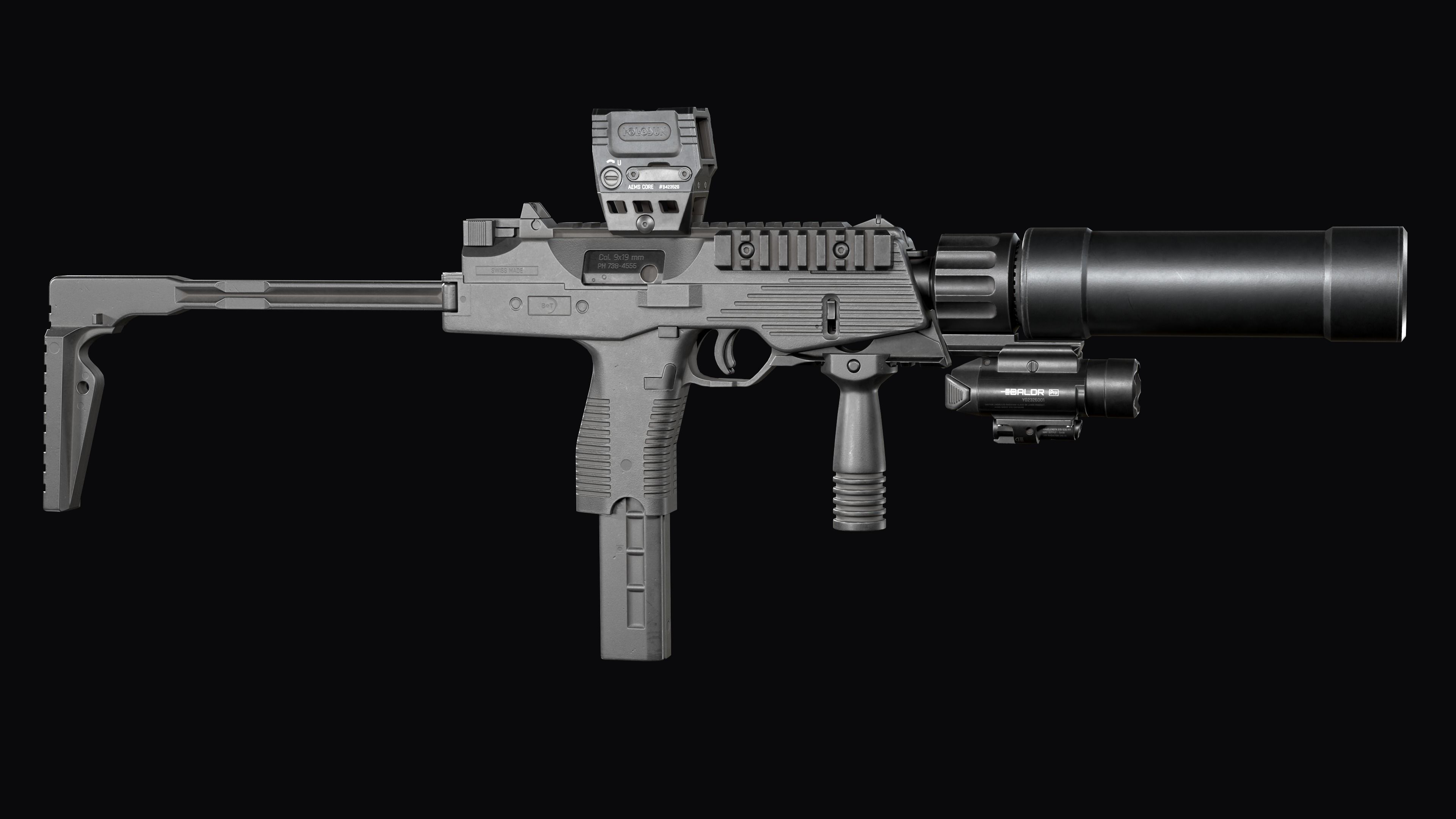 Tactical Modular  SMG Brugger and Thomet MP9 Low-poly 3D model_9