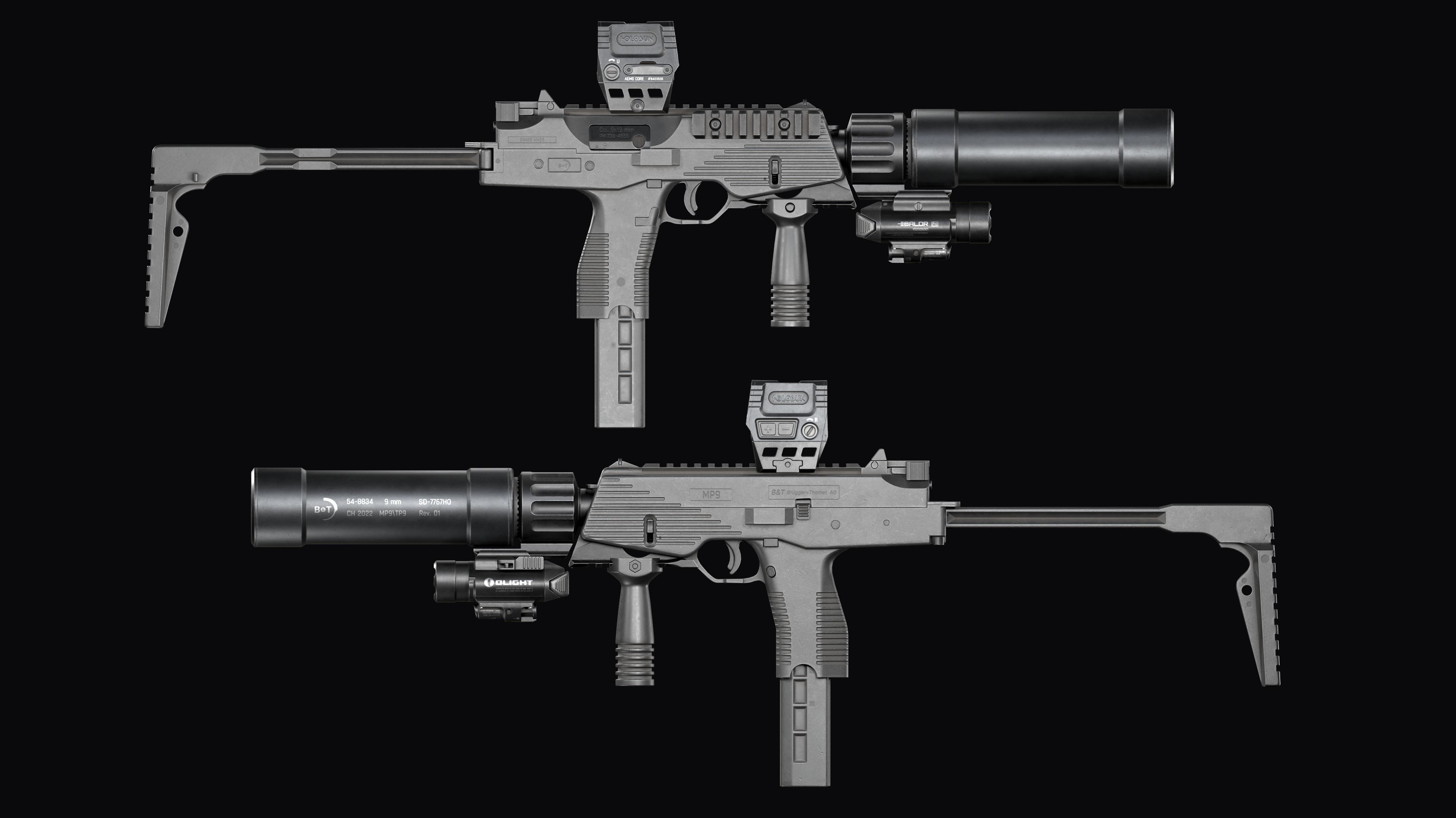 Tactical Modular  SMG Brugger and Thomet MP9 Low-poly 3D model_31
